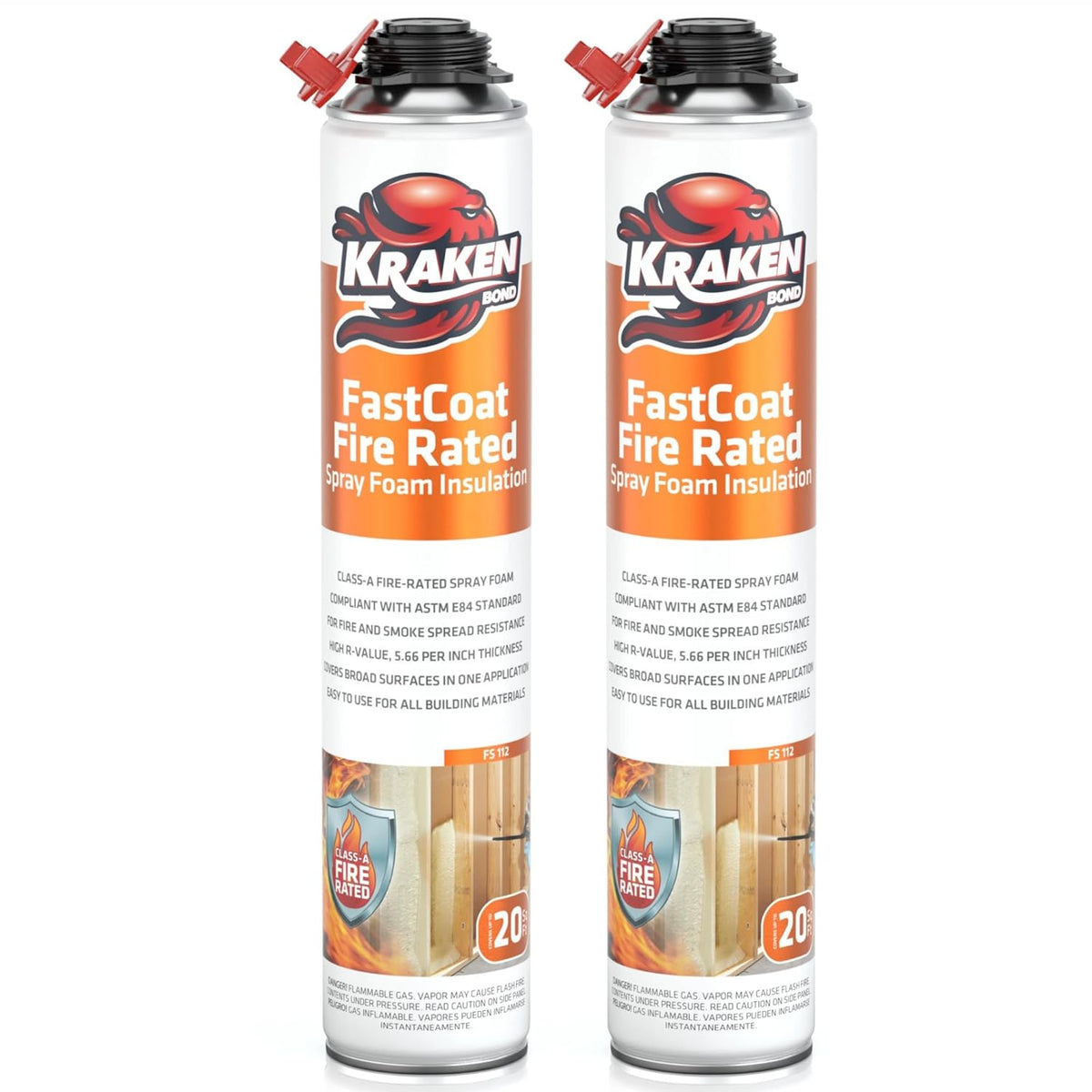 Kraken Bond Fastcoat Fire Rated Spray Foam Insulation Kit Closed Cell in a Can 40 sq ft (2x27.1