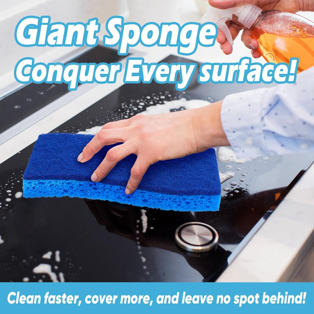 AIDEA XL Scrub Sponges Non-Scratch 12Count, Extra Large Sponges Kitchen, Sponge for Dishes, Cleans
