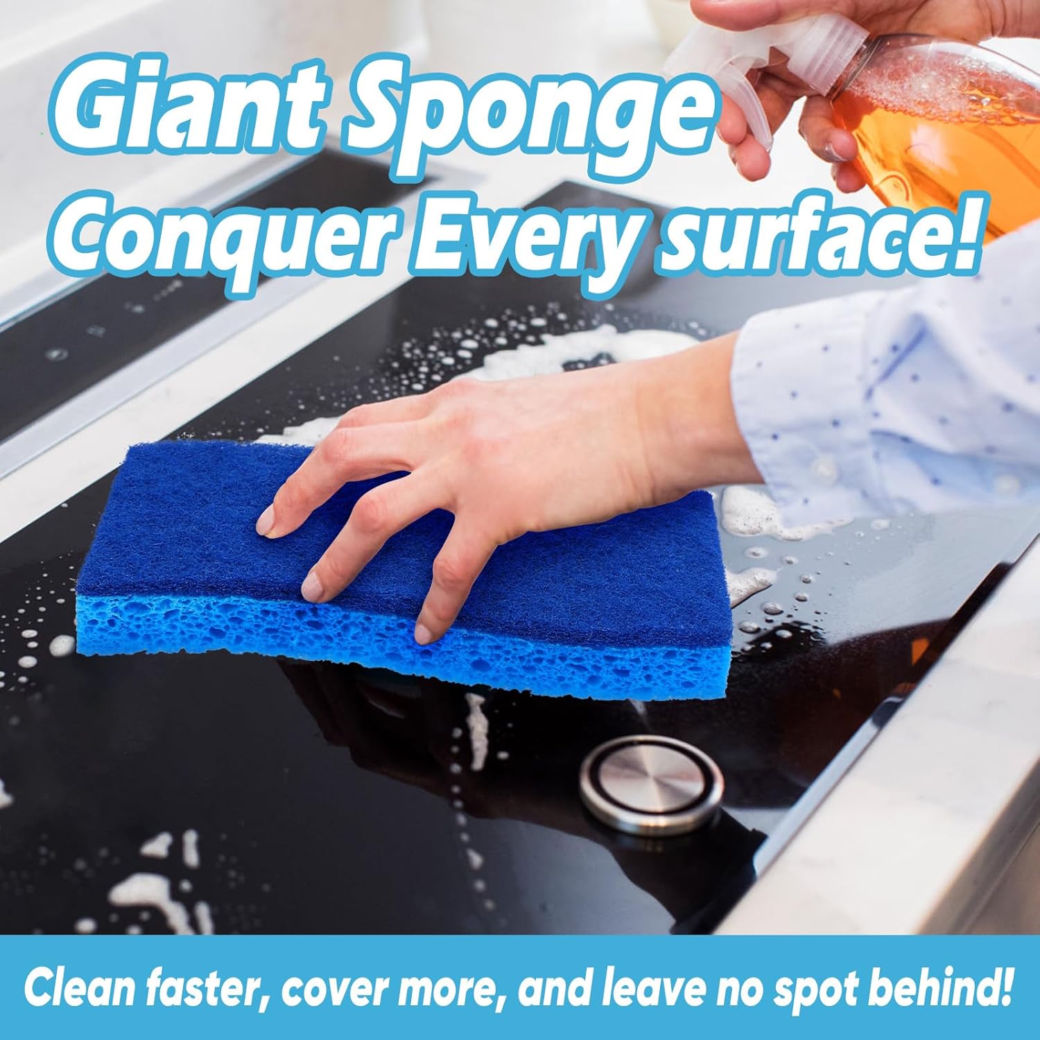 AIDEA XL Scrub Sponges Non-Scratch 12Count, Extra Large Sponges Kitchen, Sponge for Dishes, Cleans