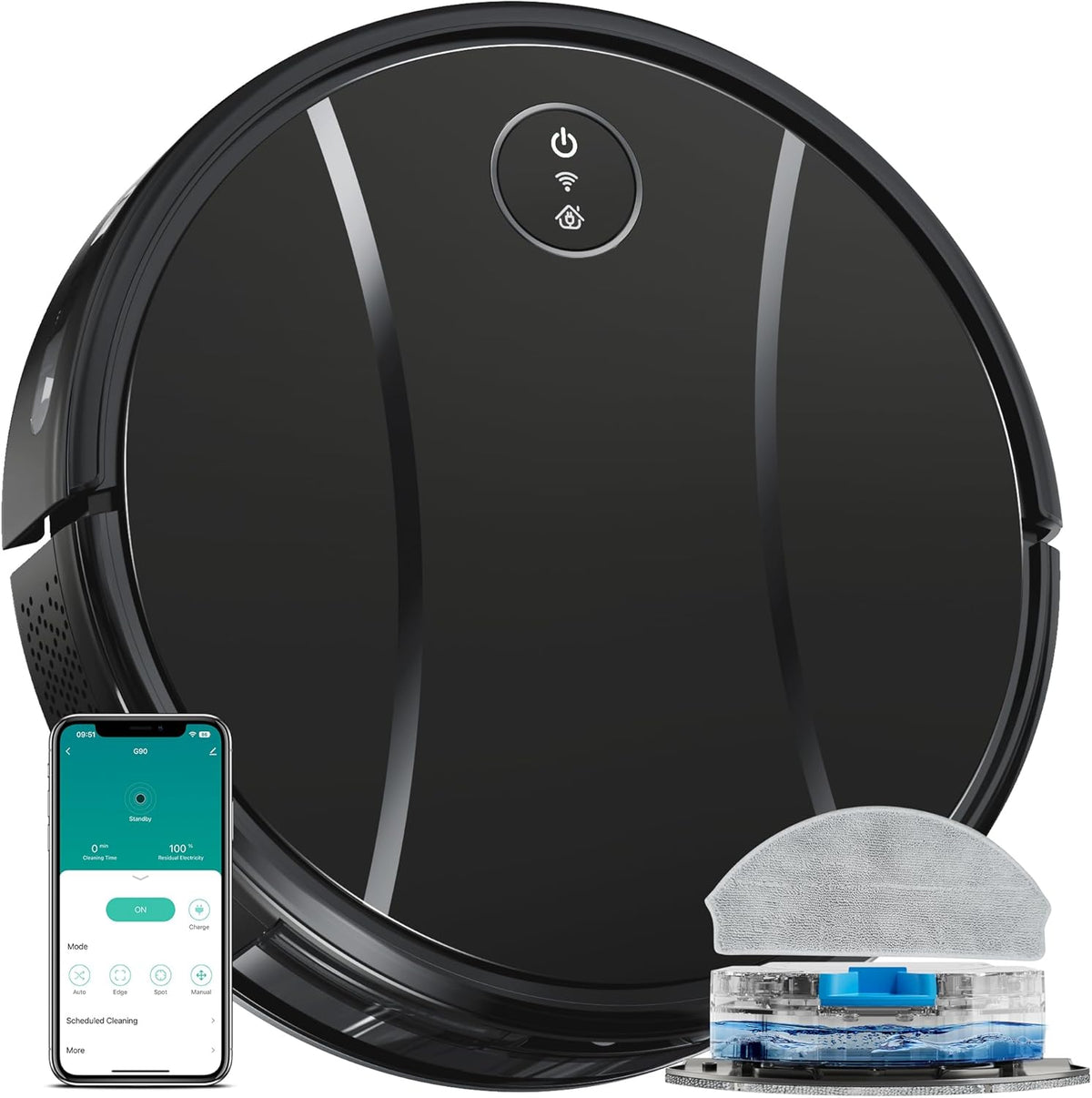 Robot Vacuum and Mop Combo,4200Pa Powerful Robotic Vacuum Cleaner with Self-Charging, Home