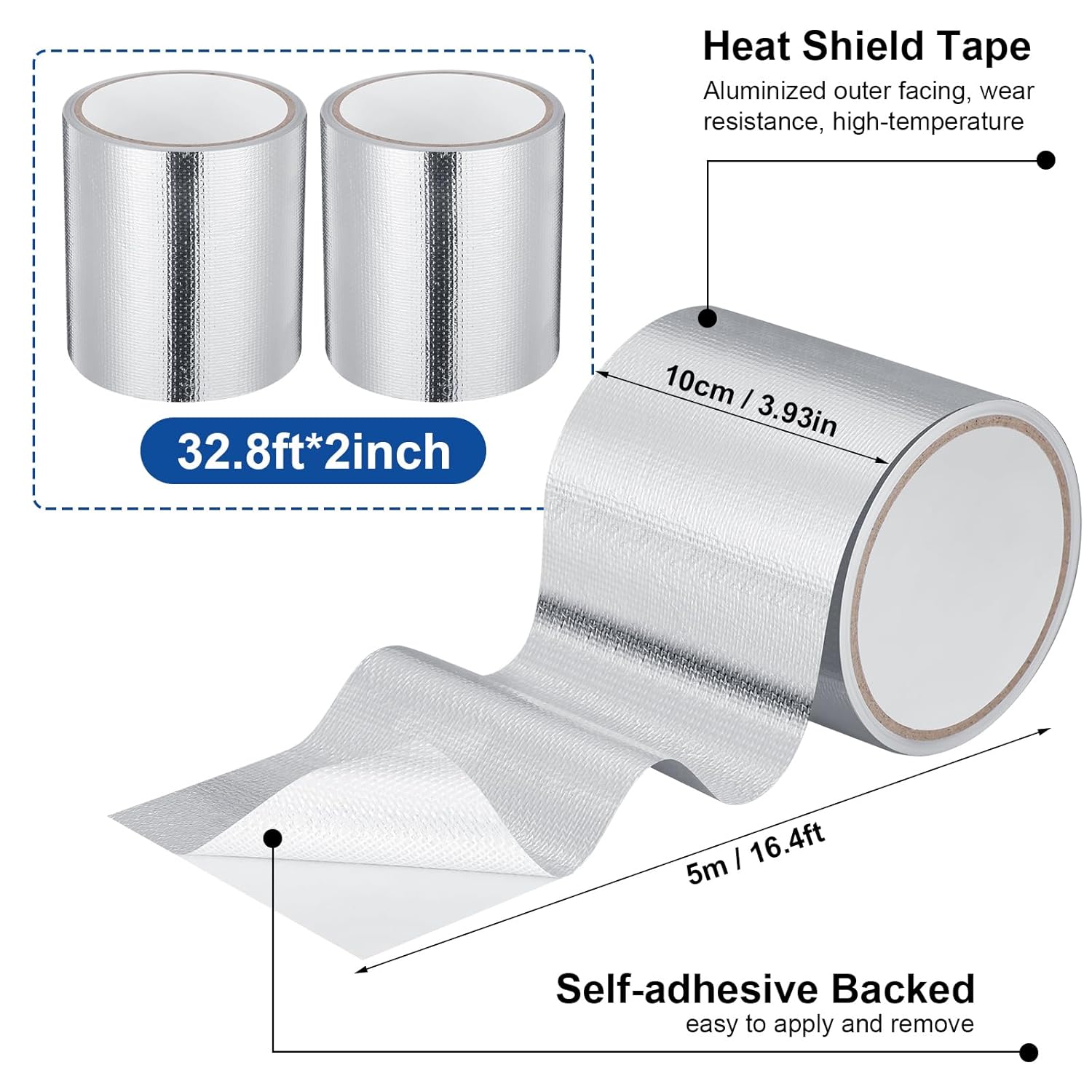 Zonon 2 Rolls Aluminum Foil Tape Heat Shield Tape Barrier Adhesive Reflective Fiberglass Thermal