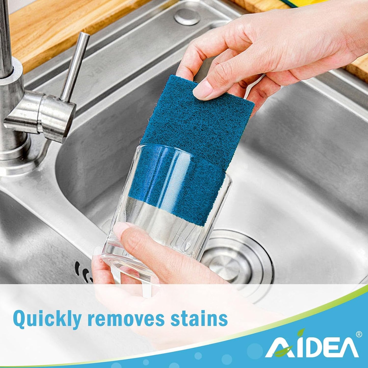 AIDEA Non-Scratch Scouring Pads, Dish Scrubber Pads for Household and Kitchen, Multipurpose Scour