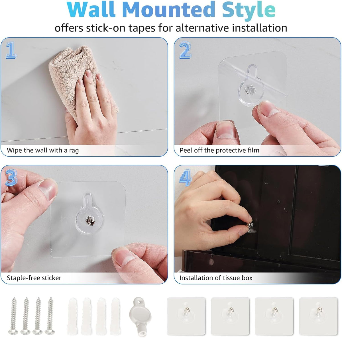 Paper Towel Dispenser Wall Mount, Multifold Paper Towel Holder Adhesive Hand Towel Dispenser for