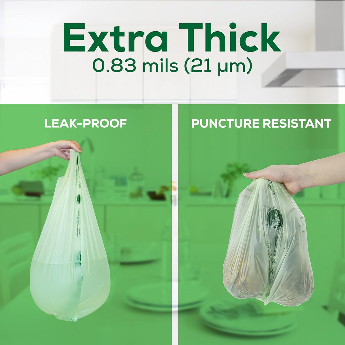 ANECO 4 Gallon Compostable Food Waste Bags with Handles, Extra Thick Compost Bags for Medium