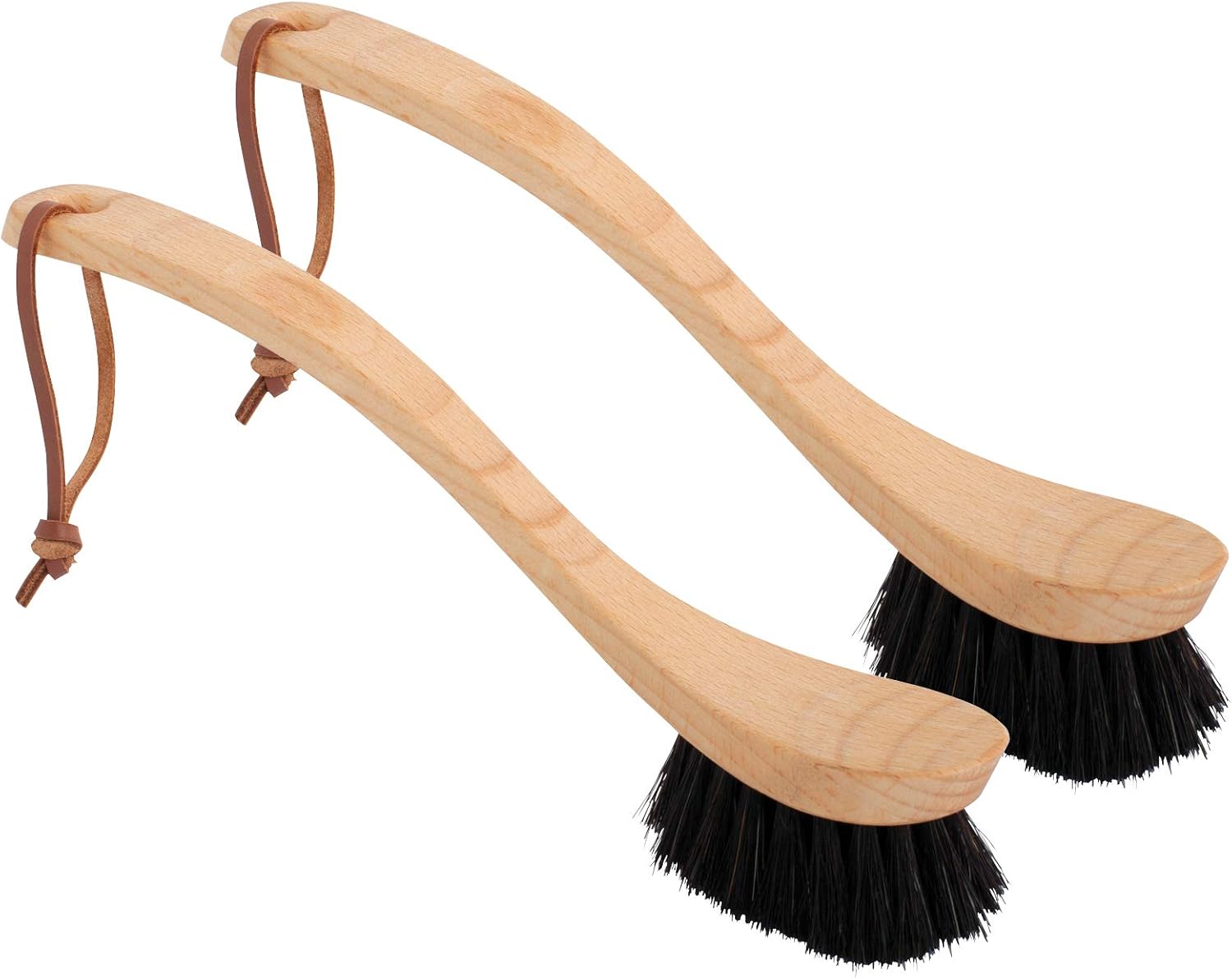 REDECKER Curved Dish Brush, Soft Horsehair Bristles, Ergonomic Design with Oiled Beechwood Handle