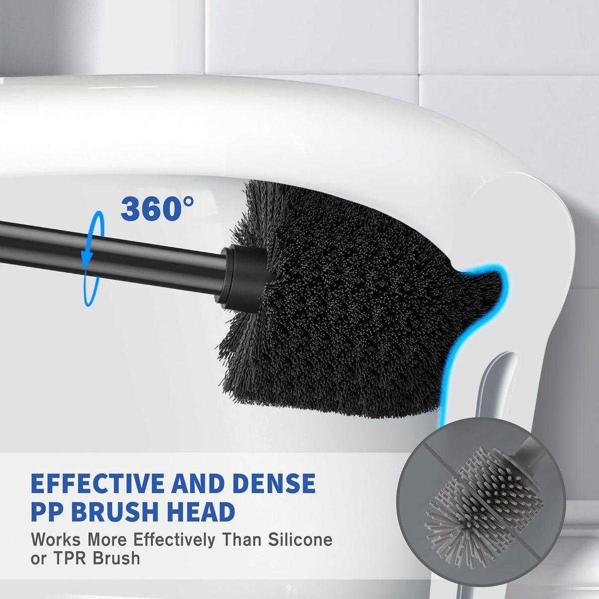 Toilet Brush and Holder, 2 Pack Toilet Brush Stainless Steel, Toilet Bowl Brush for Bathroom