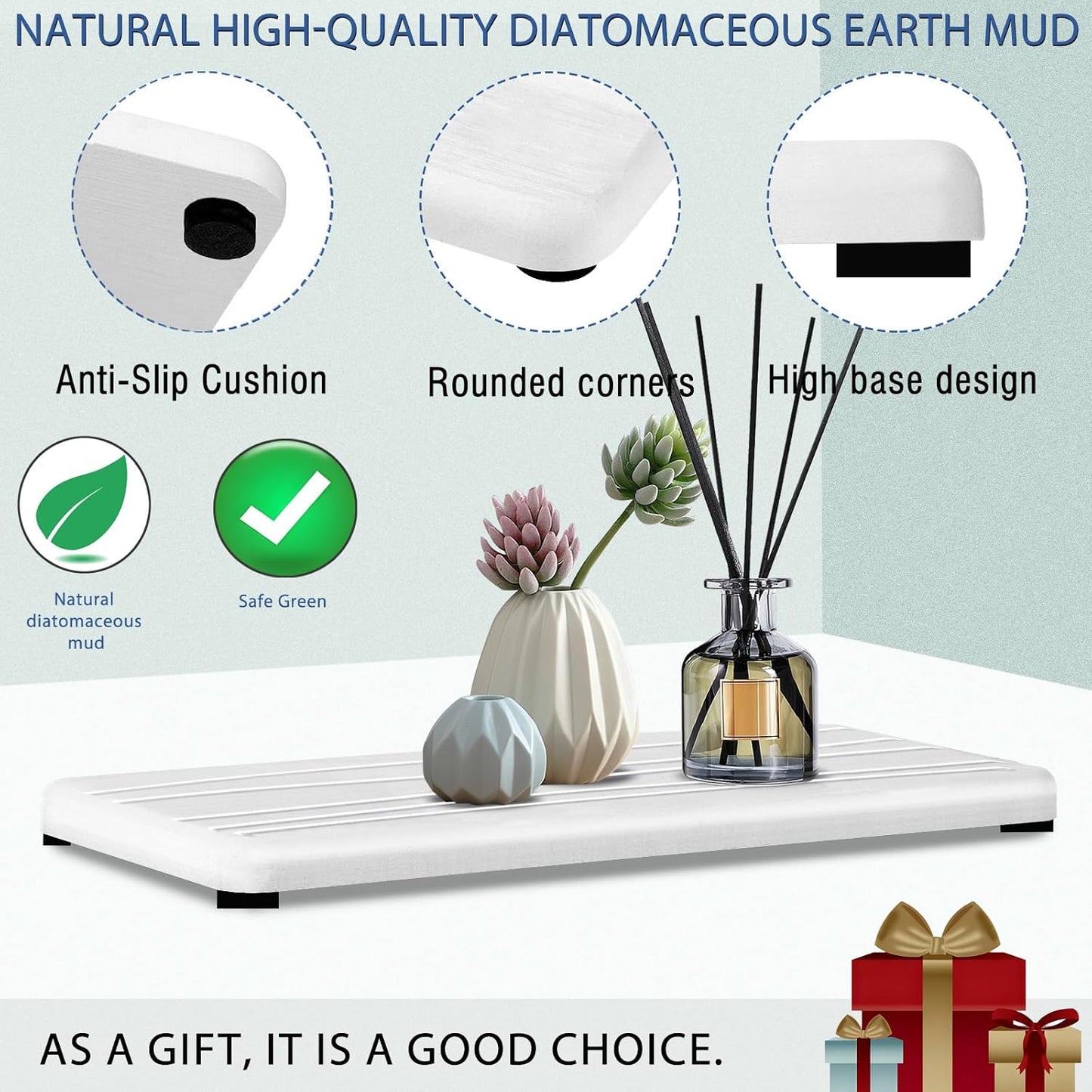 3PCS Water Absorbing Stone Tray, Fast Drying Stone Sink Tray, Stones Soap Trays, Water Absorbent