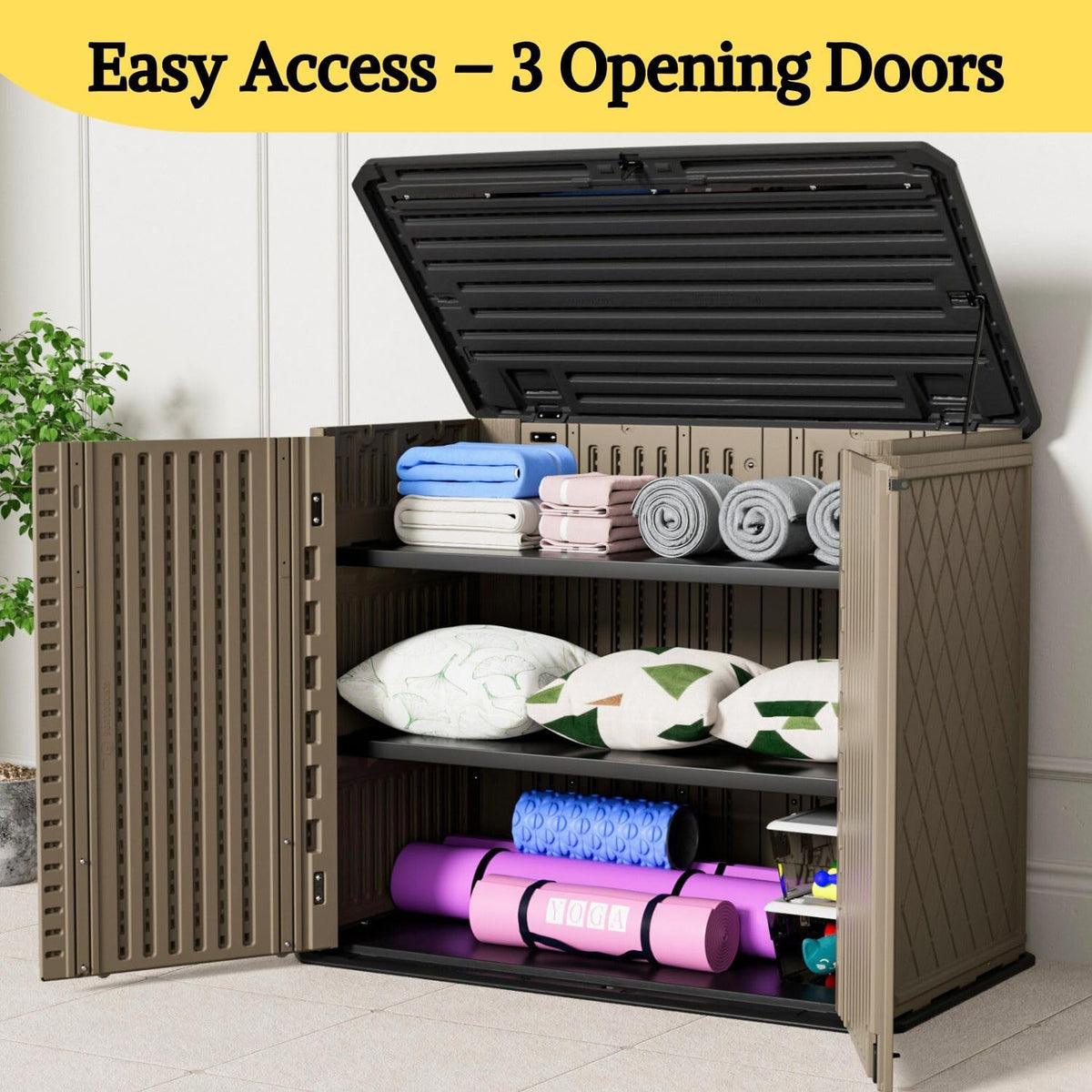 ZZM 4x2.5 FT Outdoor Storage Shed, Resin Waterproof Storage Cabinet for Garden Tools with Lockable