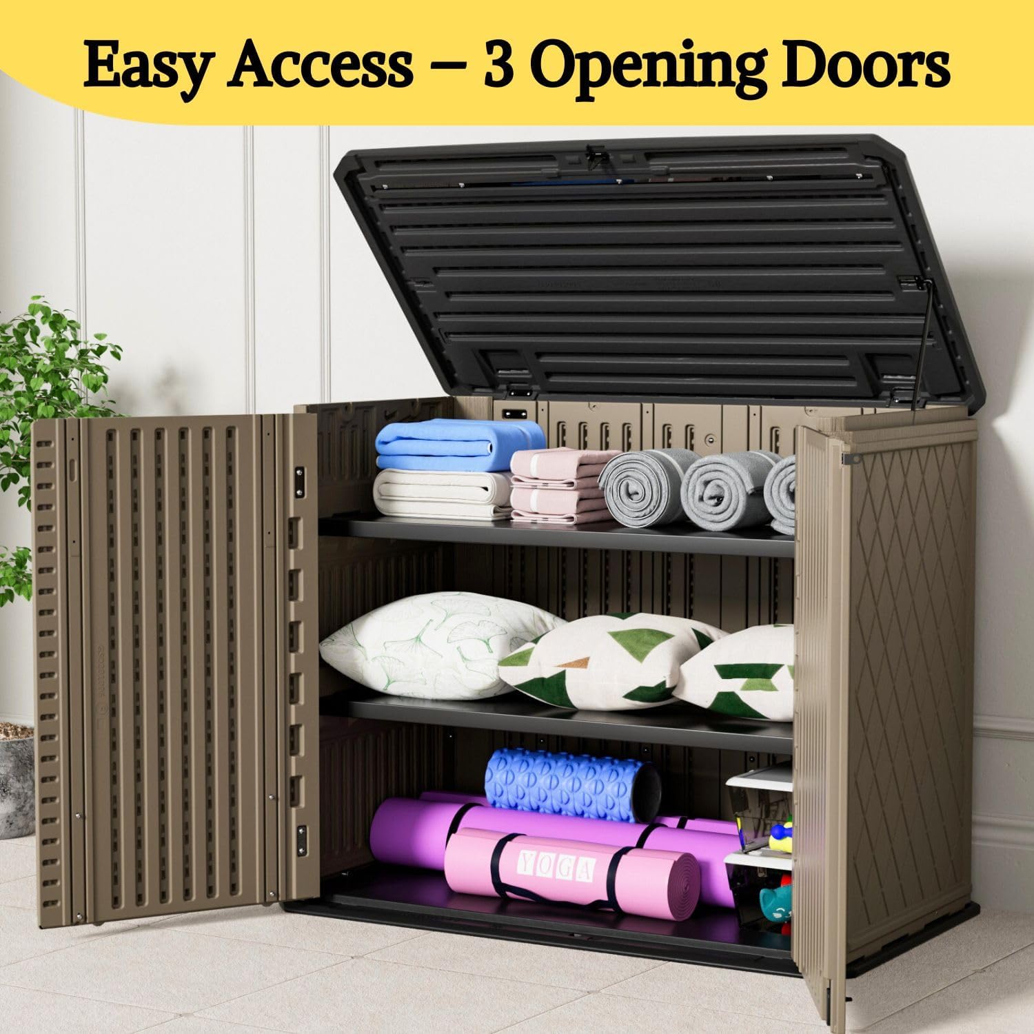 ZZM 4x2.5 FT Outdoor Storage Shed, Resin Waterproof Storage Cabinet for Garden Tools with Lockable