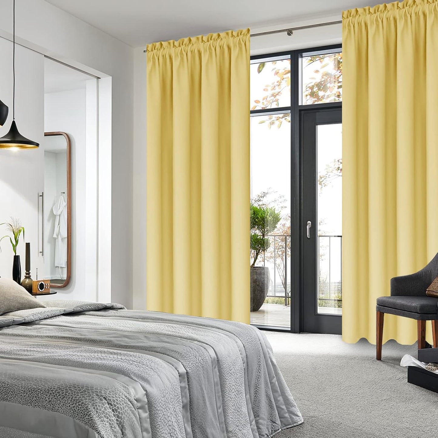 DWCN Blackout Curtains for Bedroom – Rod Pocket Thermal Insulated Noise Reducing Noise Reducing