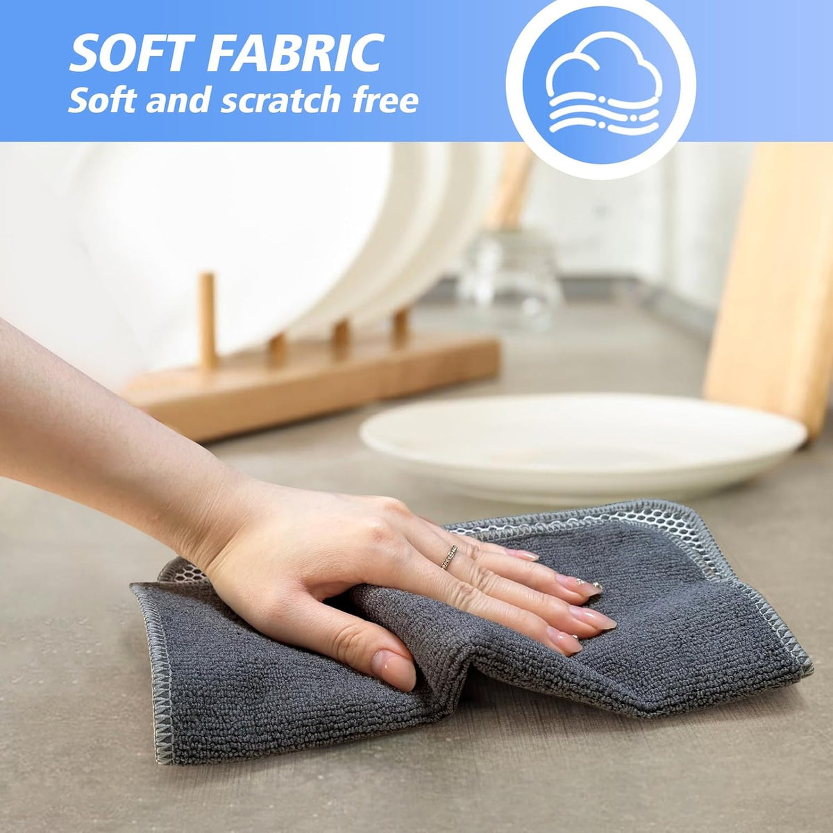 KinHwa Kitchen Washcloths for Dishes Absorbent Microfiber Dish Cloths Quick Dry Dish Rags with Poly