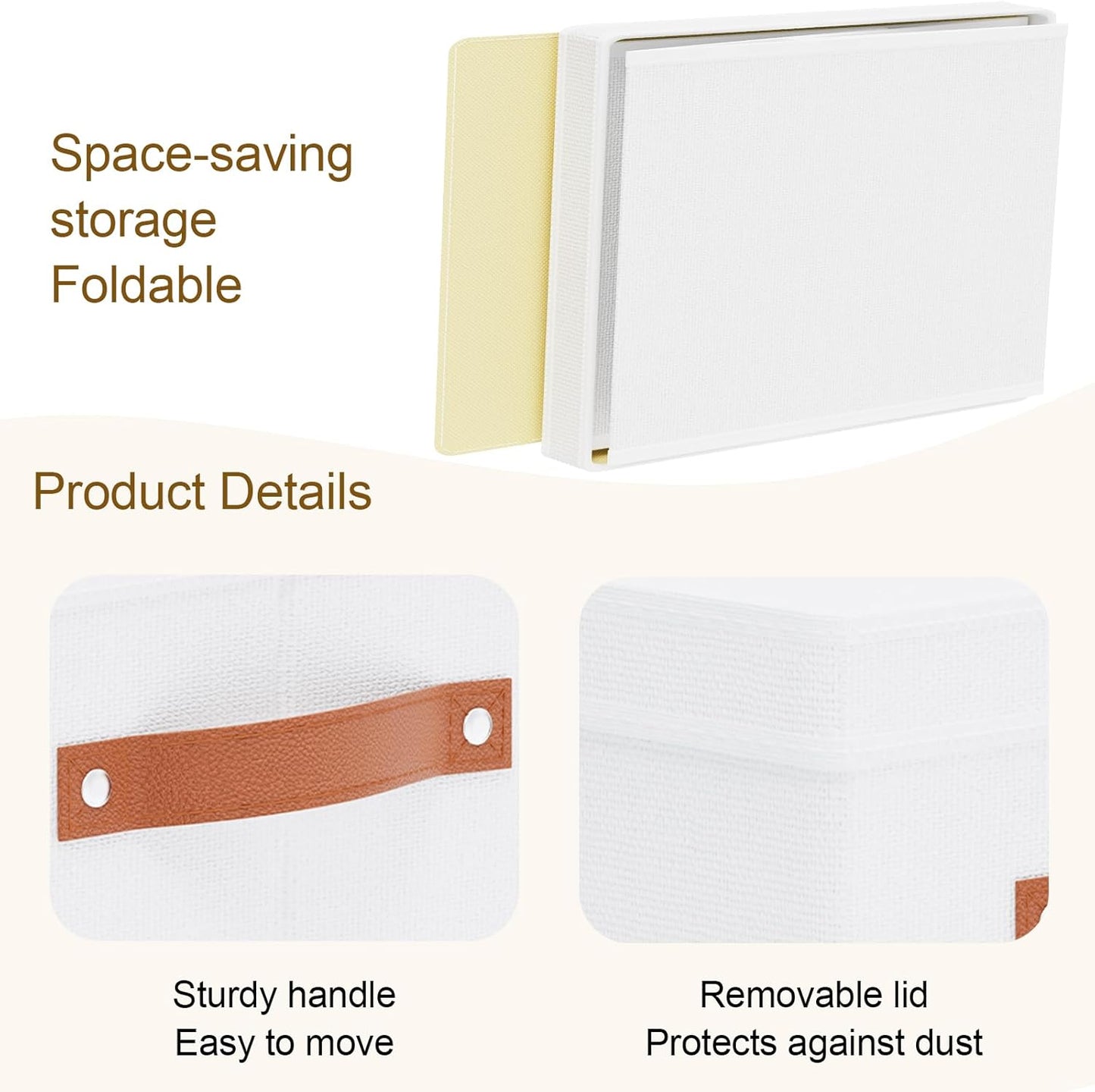 Fabric Storage Bins, Clothes Boxes for Shelves with Lids, 3 Pack Baskets for Organizing with