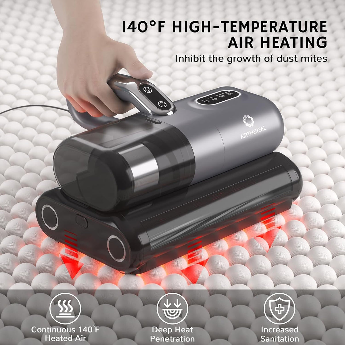 AIRTHEREAL M1 Mattress Vacuum Cleaner, 6 in 1 Bed Vacuum with High-Frequency Vibration - 80,000 RPM