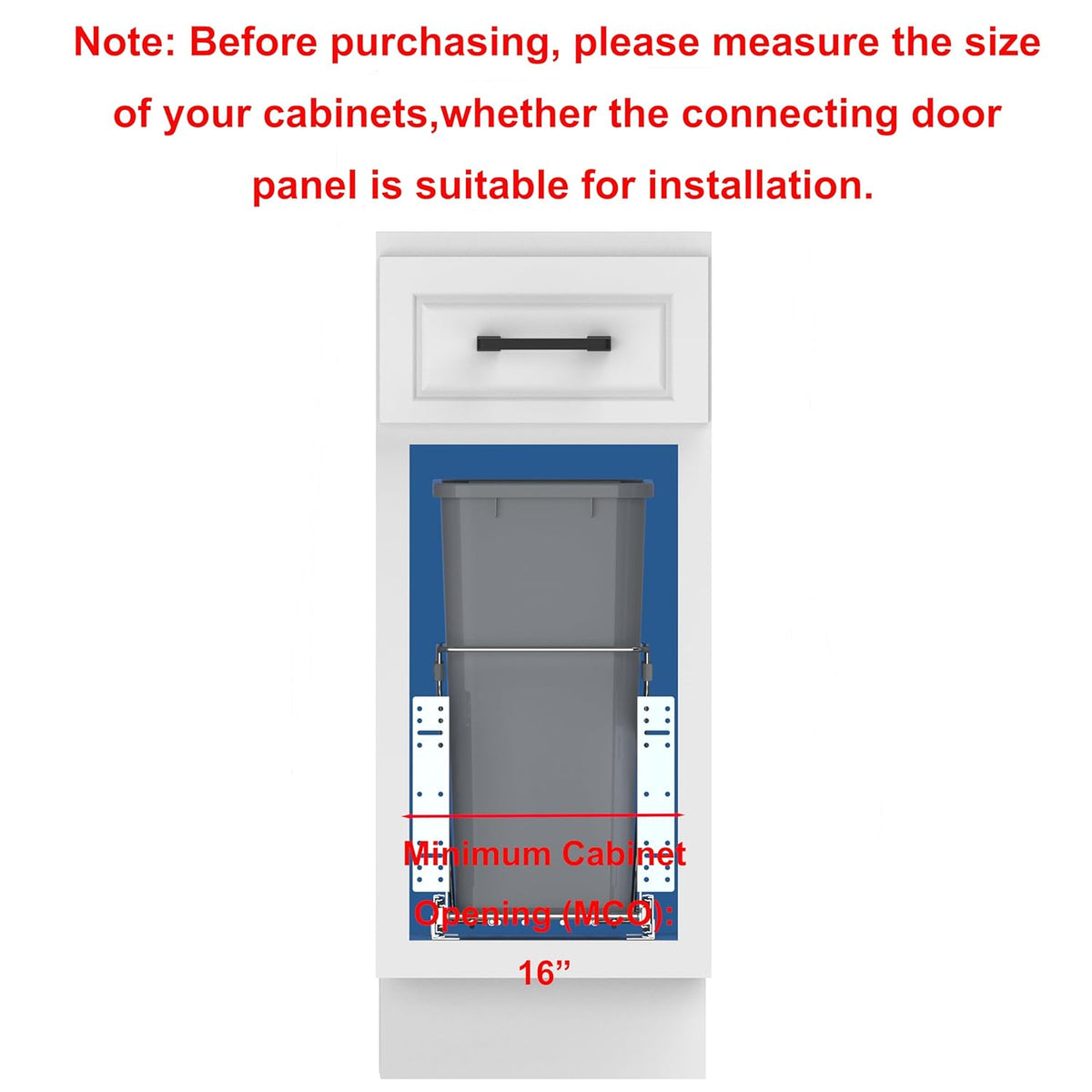 Single Pullout Trash Can for Under Kitchen Cabinets Include Single 35QT Trash Bin Doesn't Include