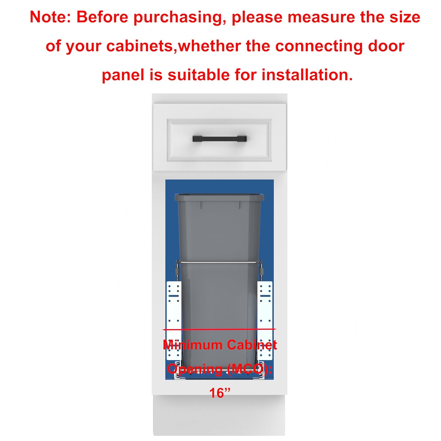 Single Pullout Trash Can for Under Kitchen Cabinets Include Single 35QT Trash Bin Doesn't Include