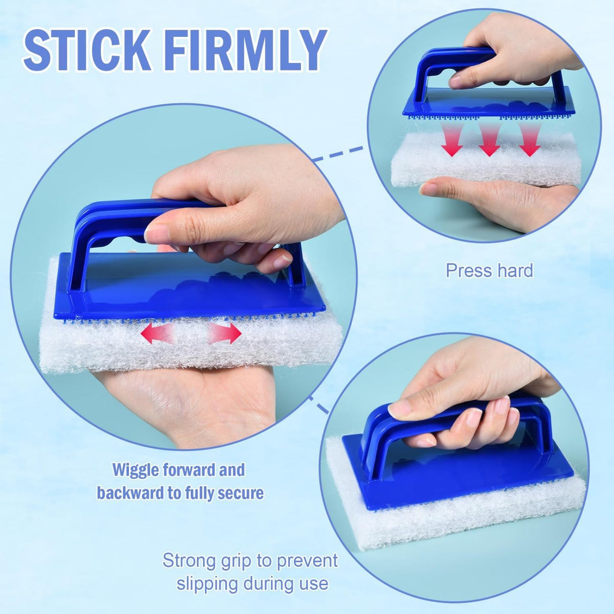 YoleShy Shower Scrubber Non-Scratch Bathtub Scrubber Heavy Duty Scrub Pad with Handle for Bathroom