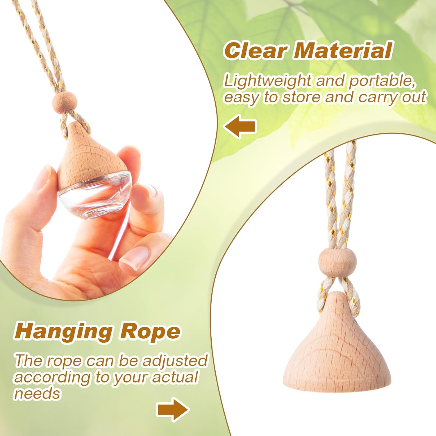 BBTO 50 Pcs Hanging Car Air Freshener Car Diffuser Bottles Empty Glass Perfume Bottle Freshener
