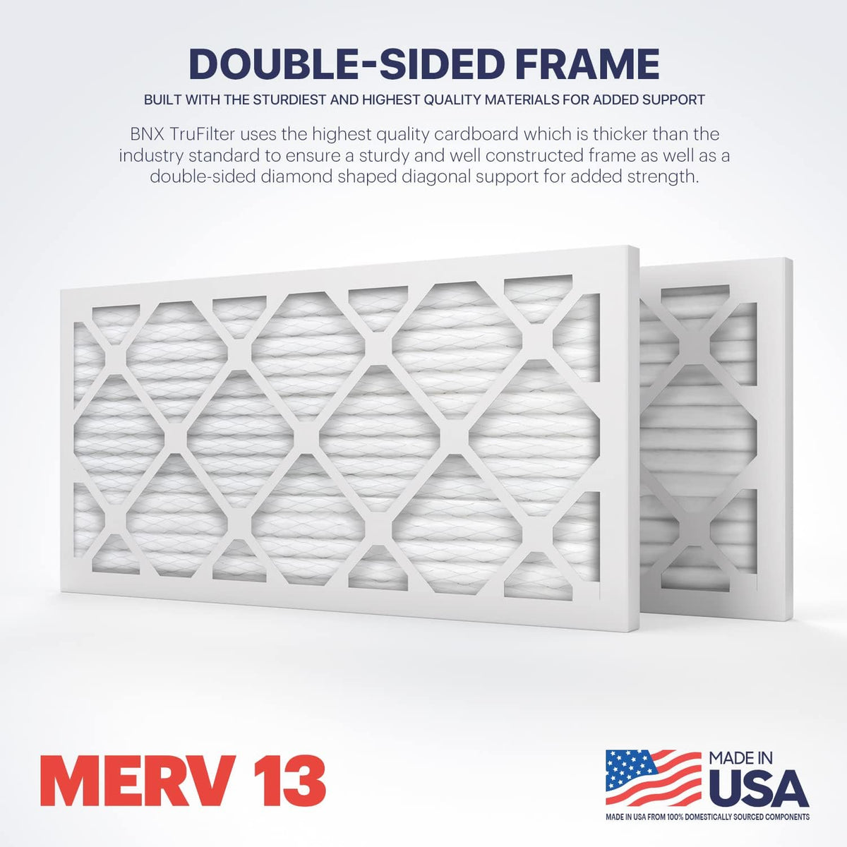 BNX TruFilter 12x24x1 Air Filter MERV 13 (4-Pack) - MADE IN USA - Electrostatic Pleated Air