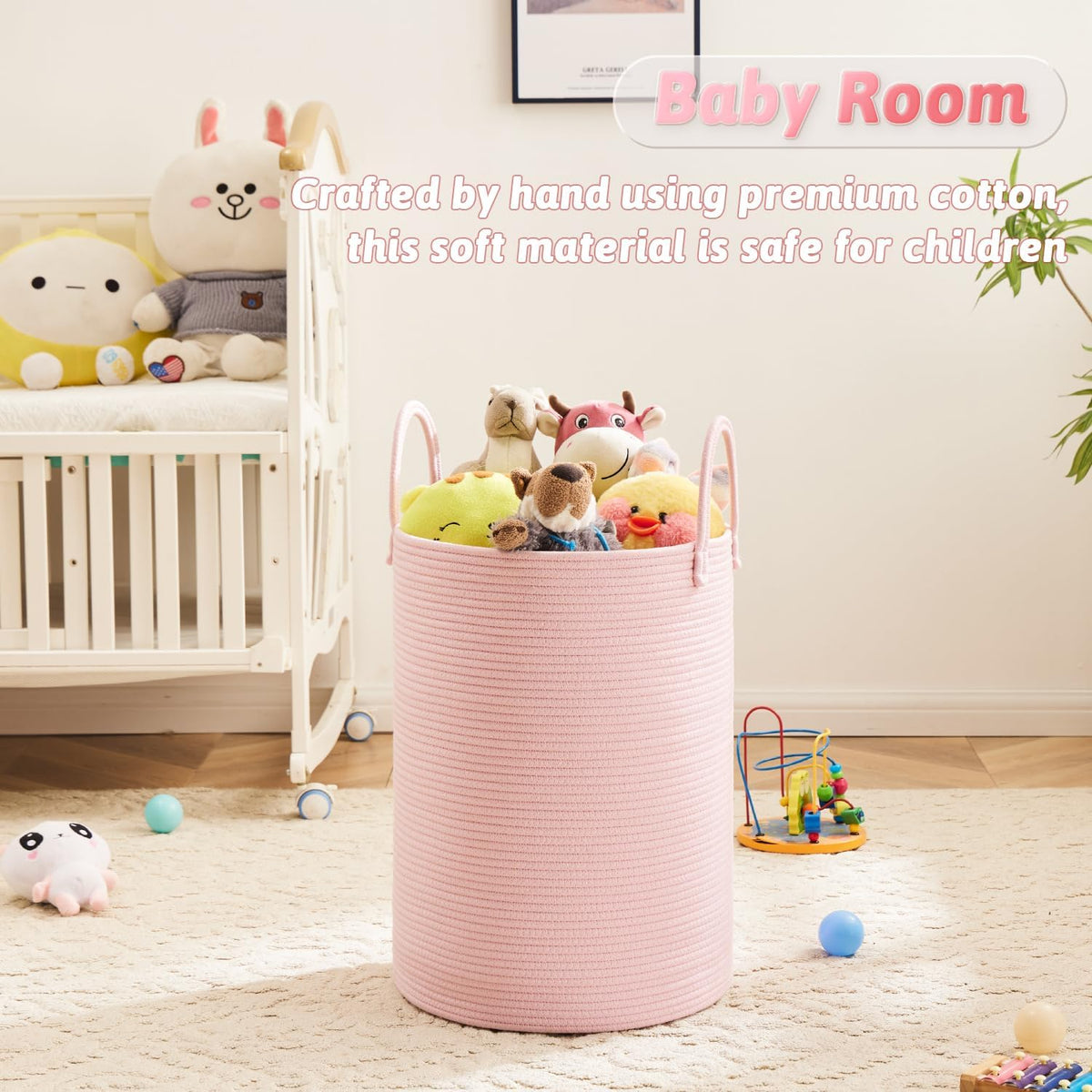Laundry Basket,Woven Cotton Rope Laundry Hamper,80L for Decorative Storage of Dirty Clothes,Toys