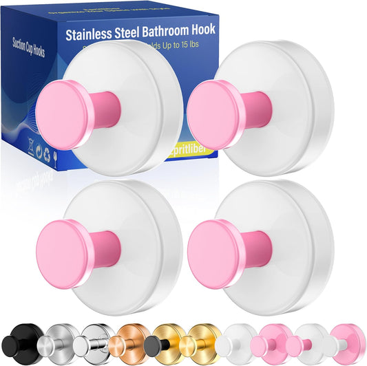 Suction Cup Hooks for Shower,Removable No Drill Towel Hooks,Upgraded 15 lbs Strong Suction hooks