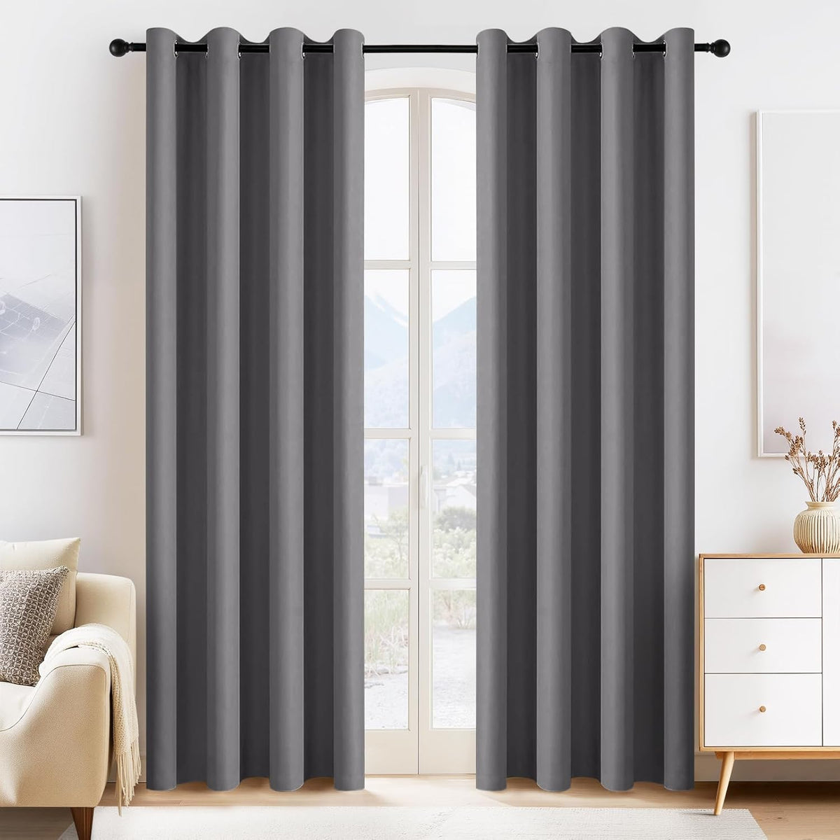 PONY DANCE Blackout Curtains for Bedroom 80 inch Long 2 Panels Set, Thermal Insulated Drapes Noise
