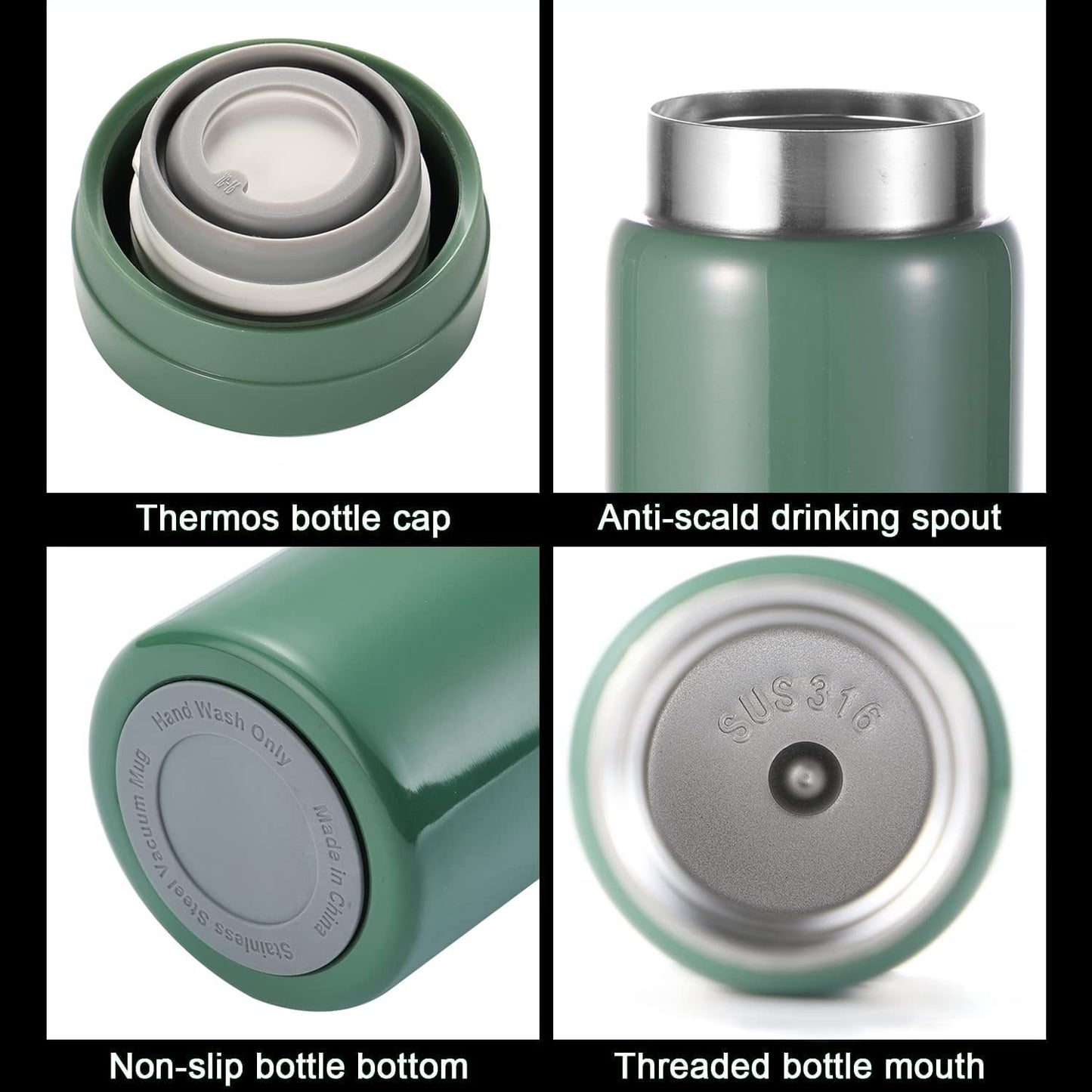 Mini Thermos Cute Water Bottle - 7 oz Tiny Insulated Vacuum 18/10 Stainless Steel Small Flask