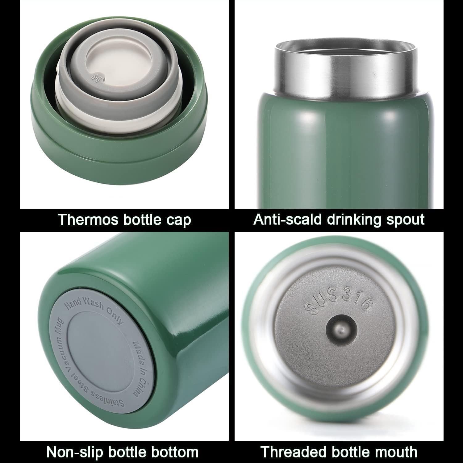 Mini Thermos Cute Water Bottle - 7 oz Tiny Insulated Vacuum 18/10 Stainless Steel Small Flask
