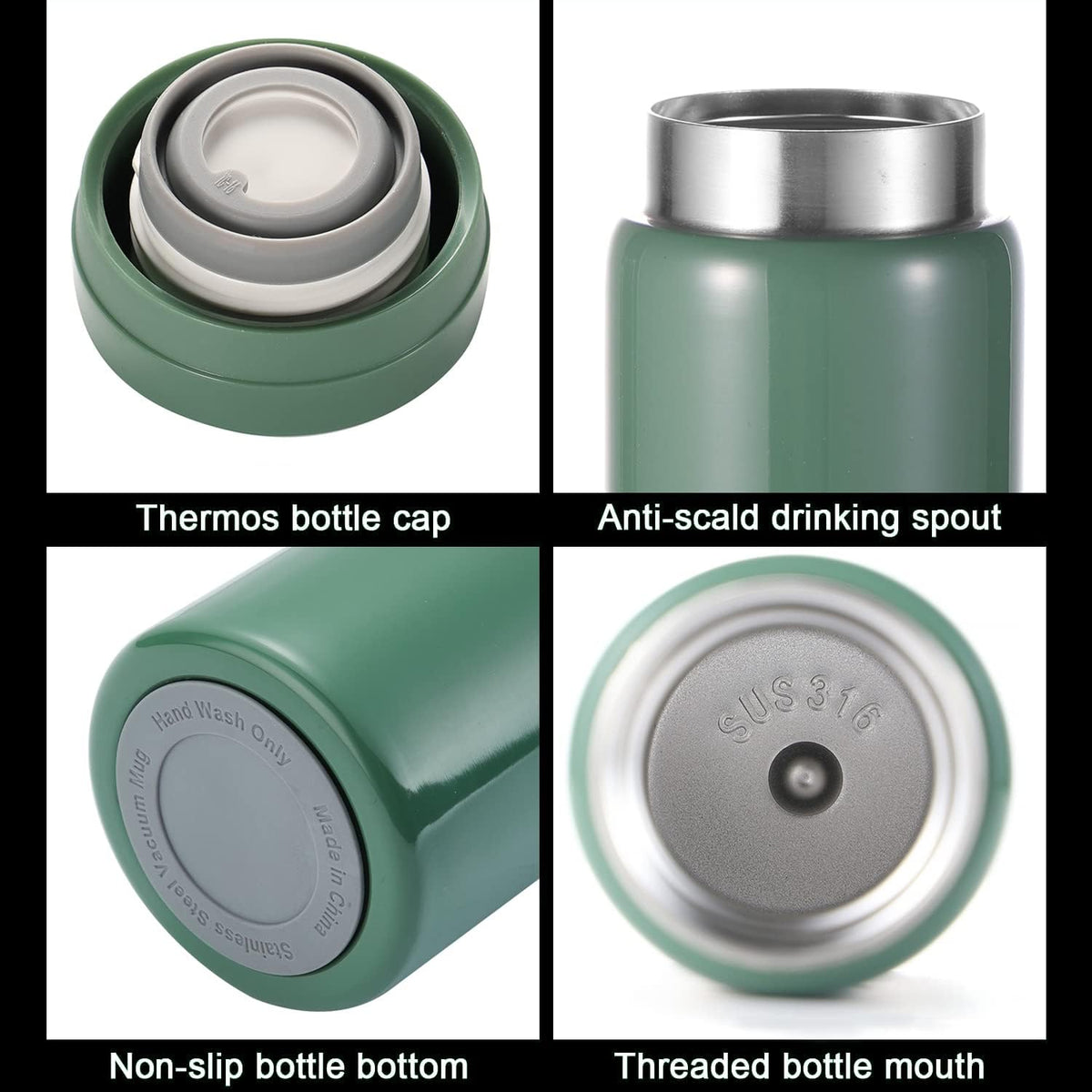 10oz Mini Water Bottle Stainless Steel Thermos Small Flask - Insulated Vacuum, Leak Proof, Keeps