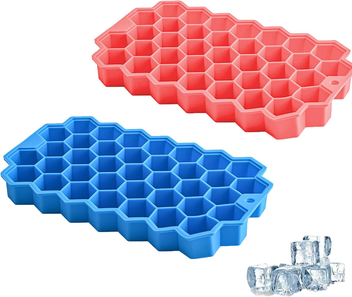 2 Pack Ice Cube Tray,Silicone Ice Trays for Whiskey,Cocktail,Coffee,Freezer,Chilled Drinks(Pink and