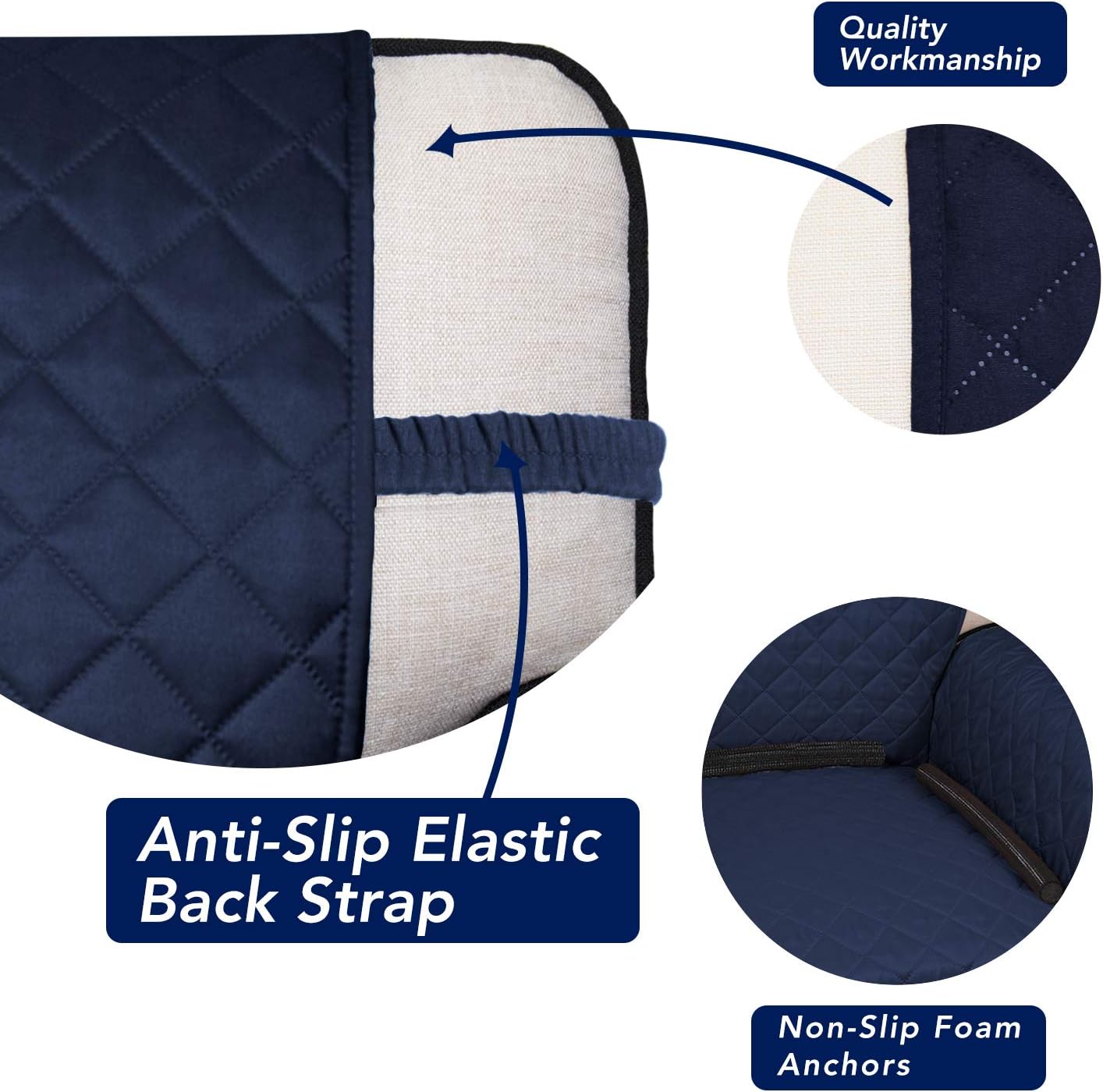 PureFit Reversible Quilted Sofa Cover, Water Resistant Medium Slipcover Furniture Protector