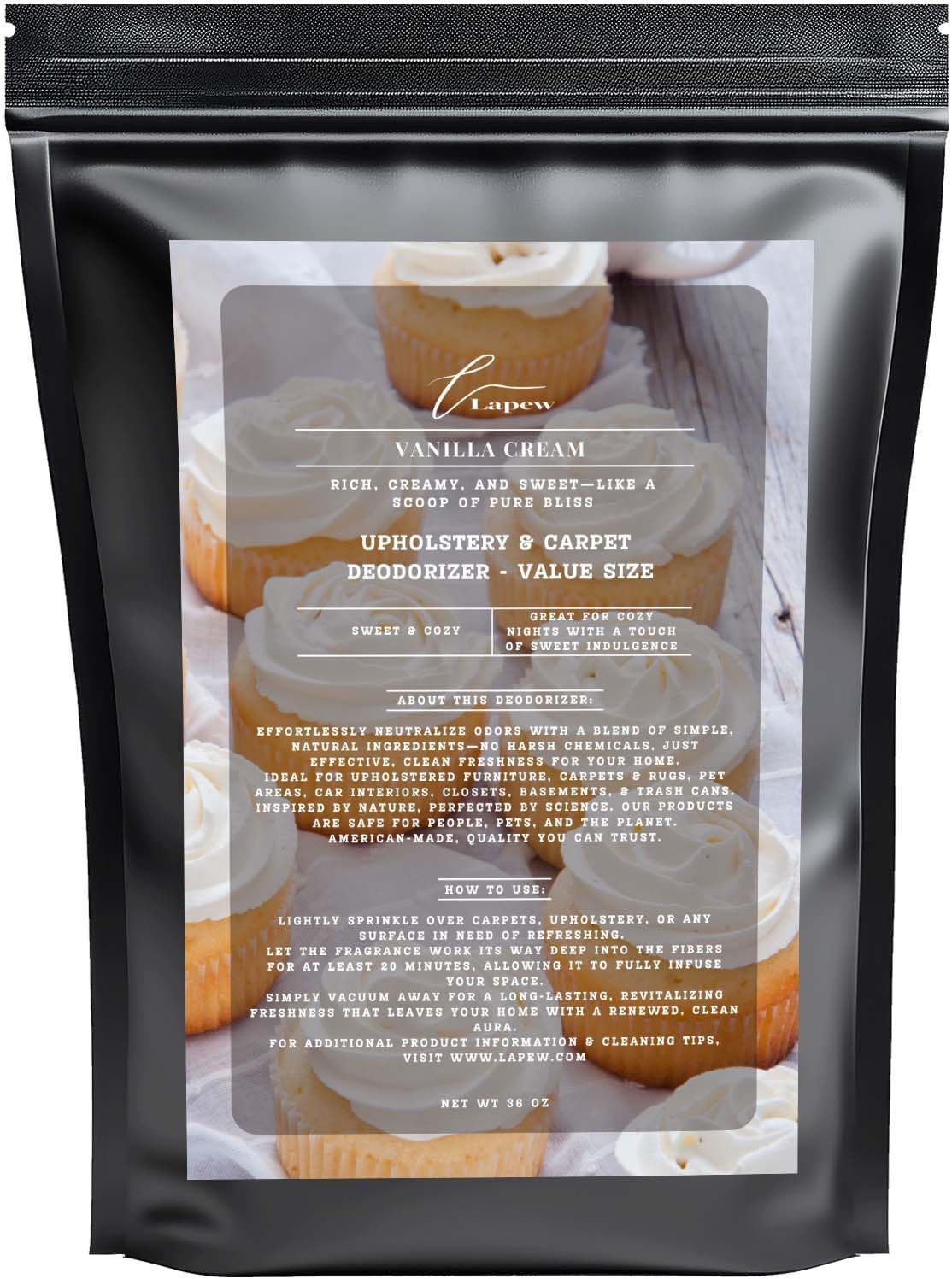 Vanilla Cream Carpet Freshener Powder Refill 36 oz | Powerful Odor Eliminator for Home | Upholstery