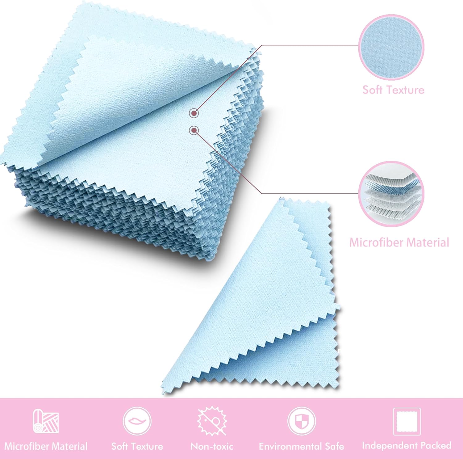 XIAOXINGYUN 120 PCS Jewelry Cleaning Cloth Jewelry Polishing Cloths Individually Wrapped Silver