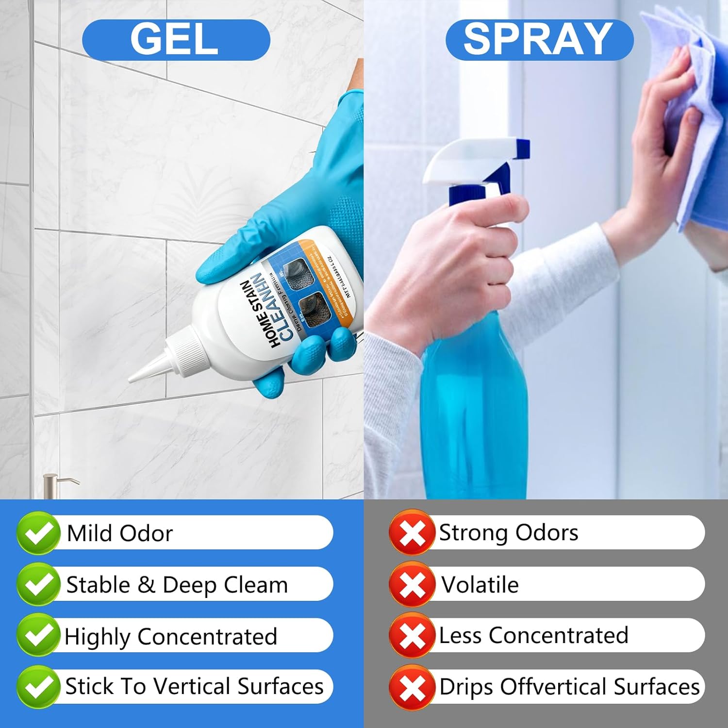 Mold stain removal gel cleaner, washing machine cleaner, washing machine, refrigerator seals, tile