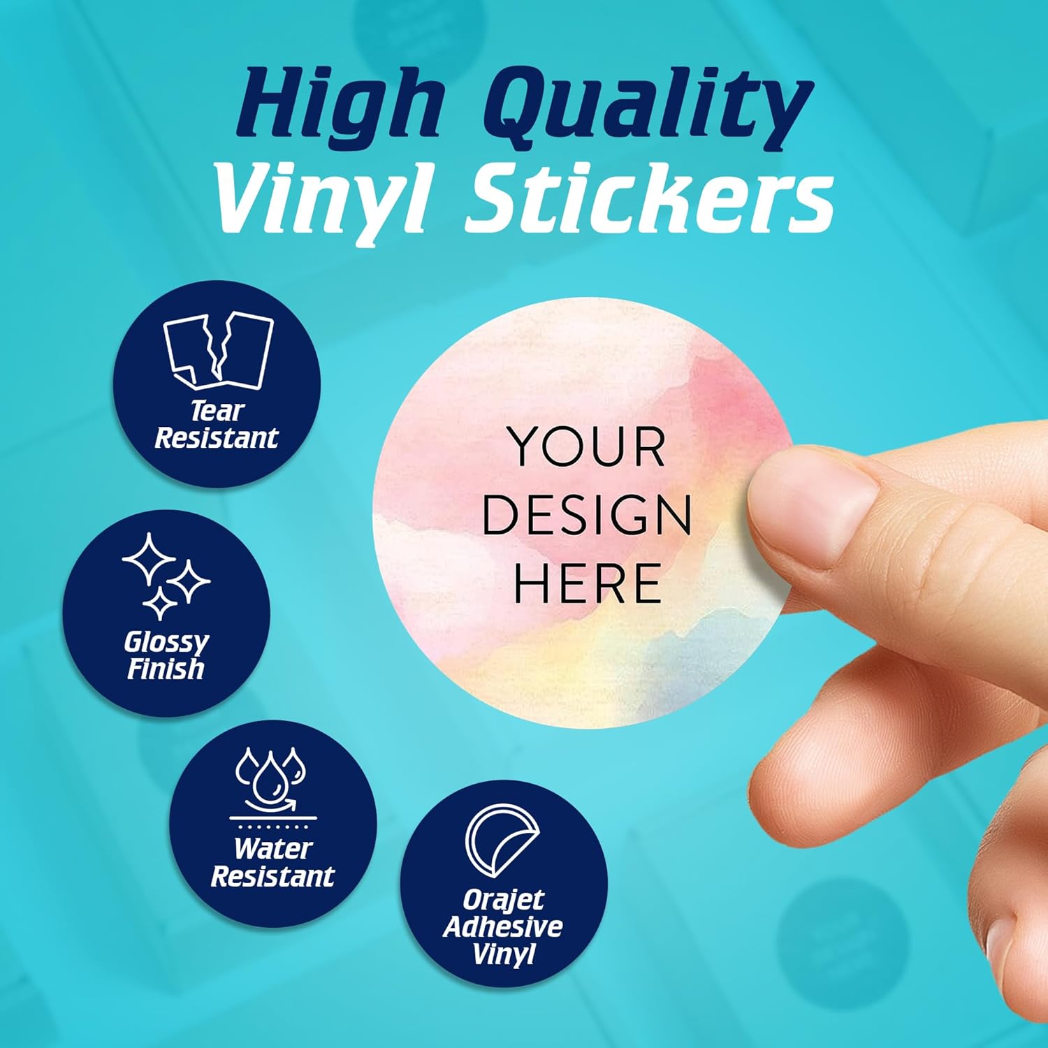 100 Custom Vinyl Stickers - Upload Your own Image, Text, Design, Logo - Personalized Logo Labels
