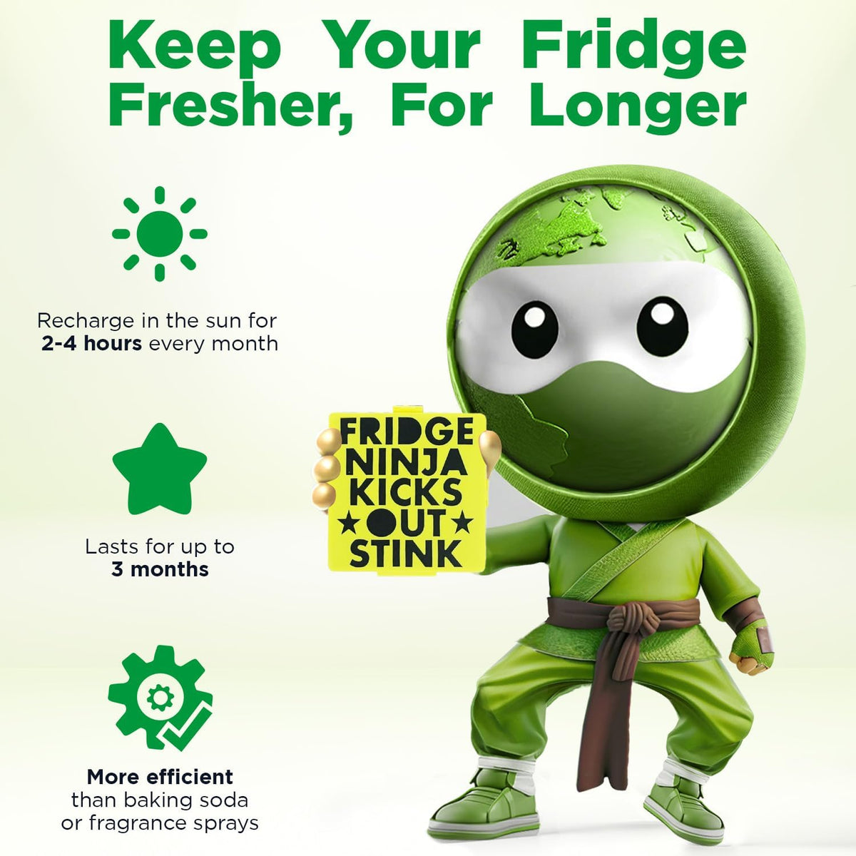 Fridge Ninja Compact Fridge Deodorizer (2 Pack) - More Effective Than Baking Soda - Compact Size