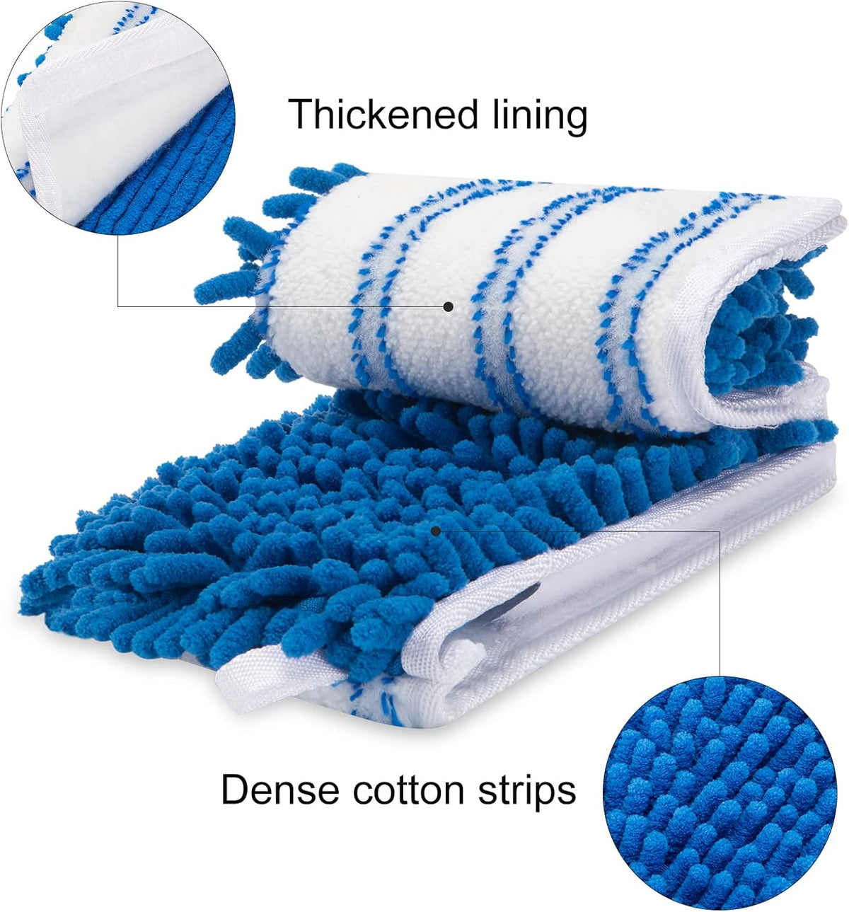 4 Pack Chenille Mop Heads Replacements Compatible with Oceda Dual-Action Microfiber Flip Mop