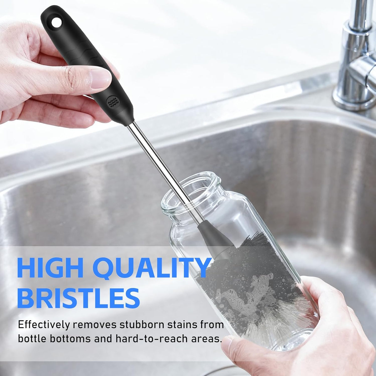 SetSail Bottle Brush of 3 Pack, 13-in Long Stainless Steel Handle Water Bottle Cleaner Brush
