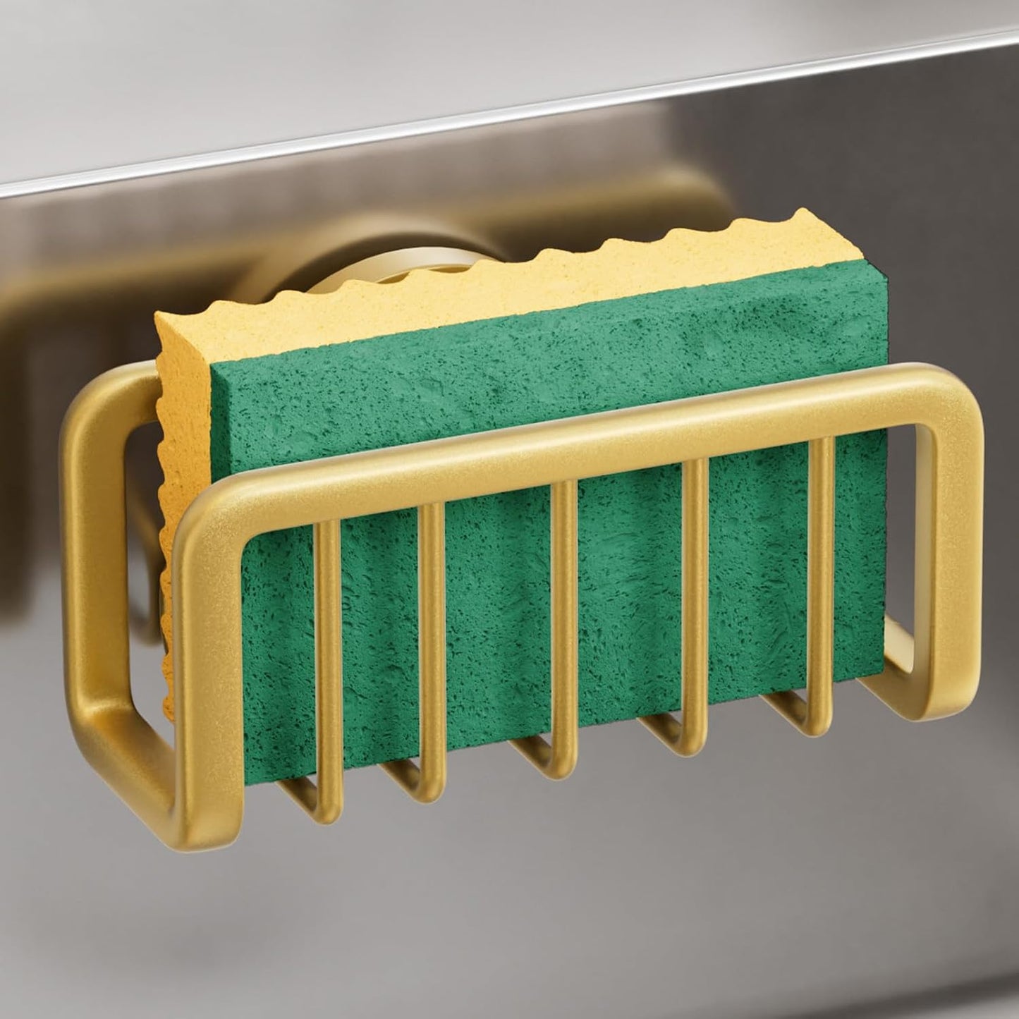 TAILI Sponge Holder for Kitchen Sink with Strong Suction Cup, Rustproof Aluminum Sink Caddy for