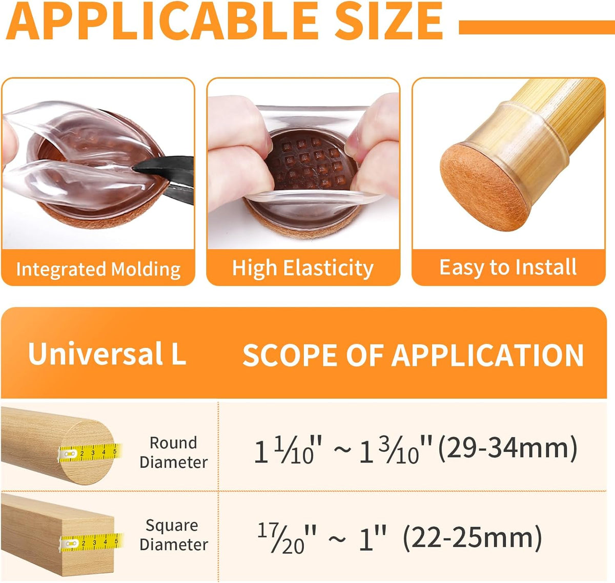 Ezprotekt 24 Pcs Clear Silicone Chair Leg Floor Protectors with Felt, Floor Protectors for Chairs