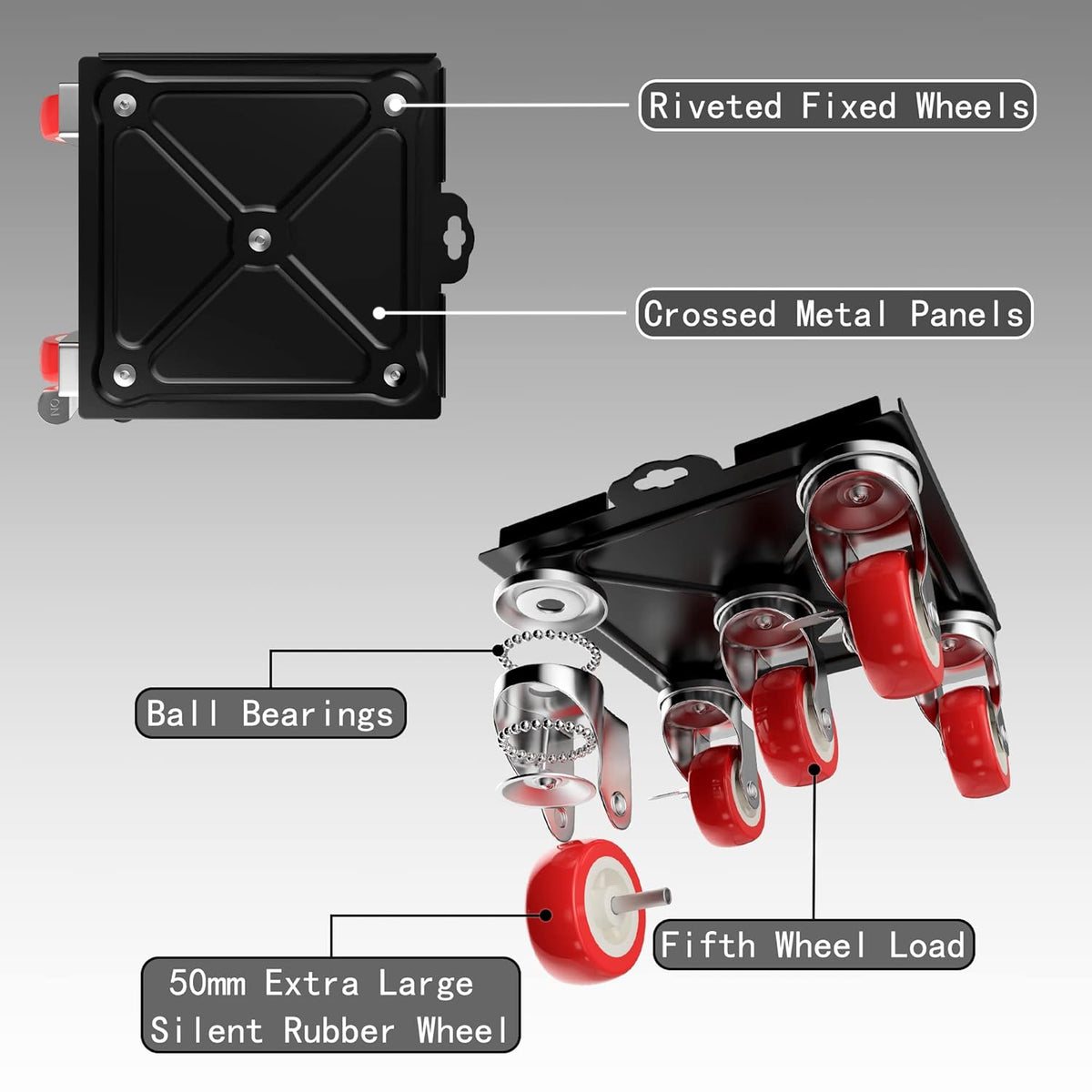 【Upgrade Large】 Furniture Dolly,Furniture Movers with 5 Wheels,Carbon Steel Panel Heavy Duty