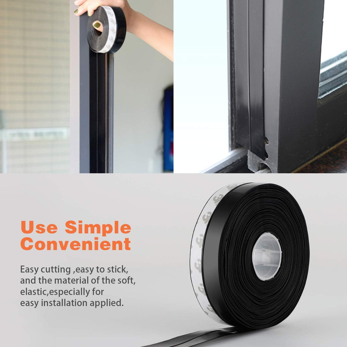 26 Feet Silicone Seal Strip, Weather Stripping Seal Tape for Door, Window & Shower Glass Gaps