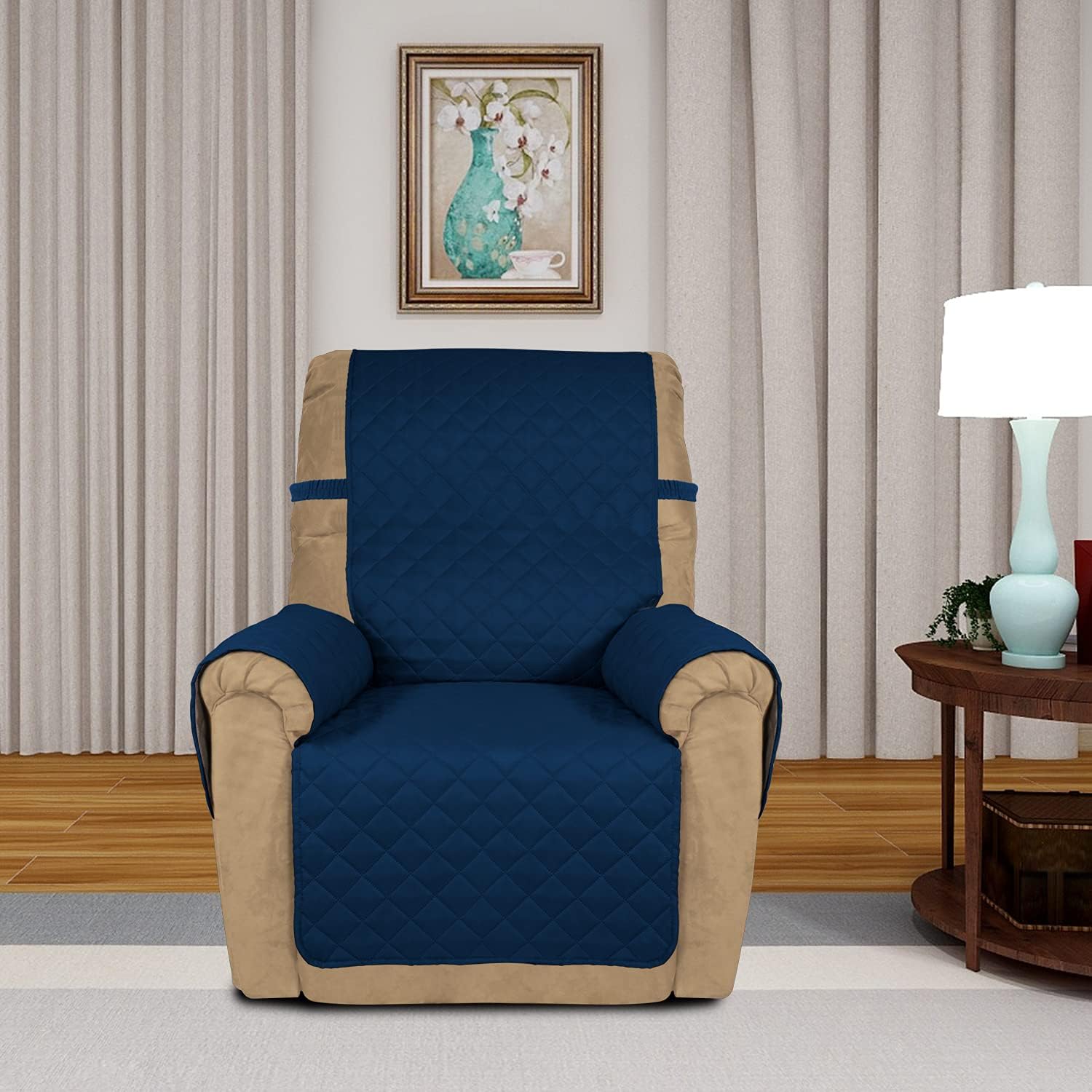 PureFit Reversible Quilted Oversized Recliner Sofa Cover, Water Resistant Furniture Protector