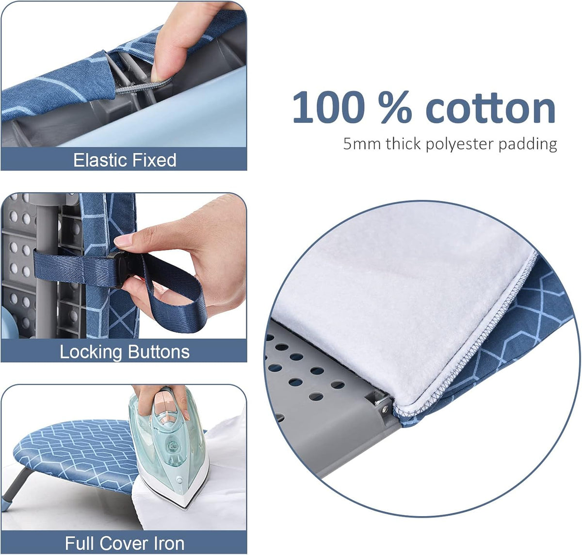 APEXCHASER Foldable Ironing Board, Tabletop Small Ironing Board with Heat Resistant Ironing Covers