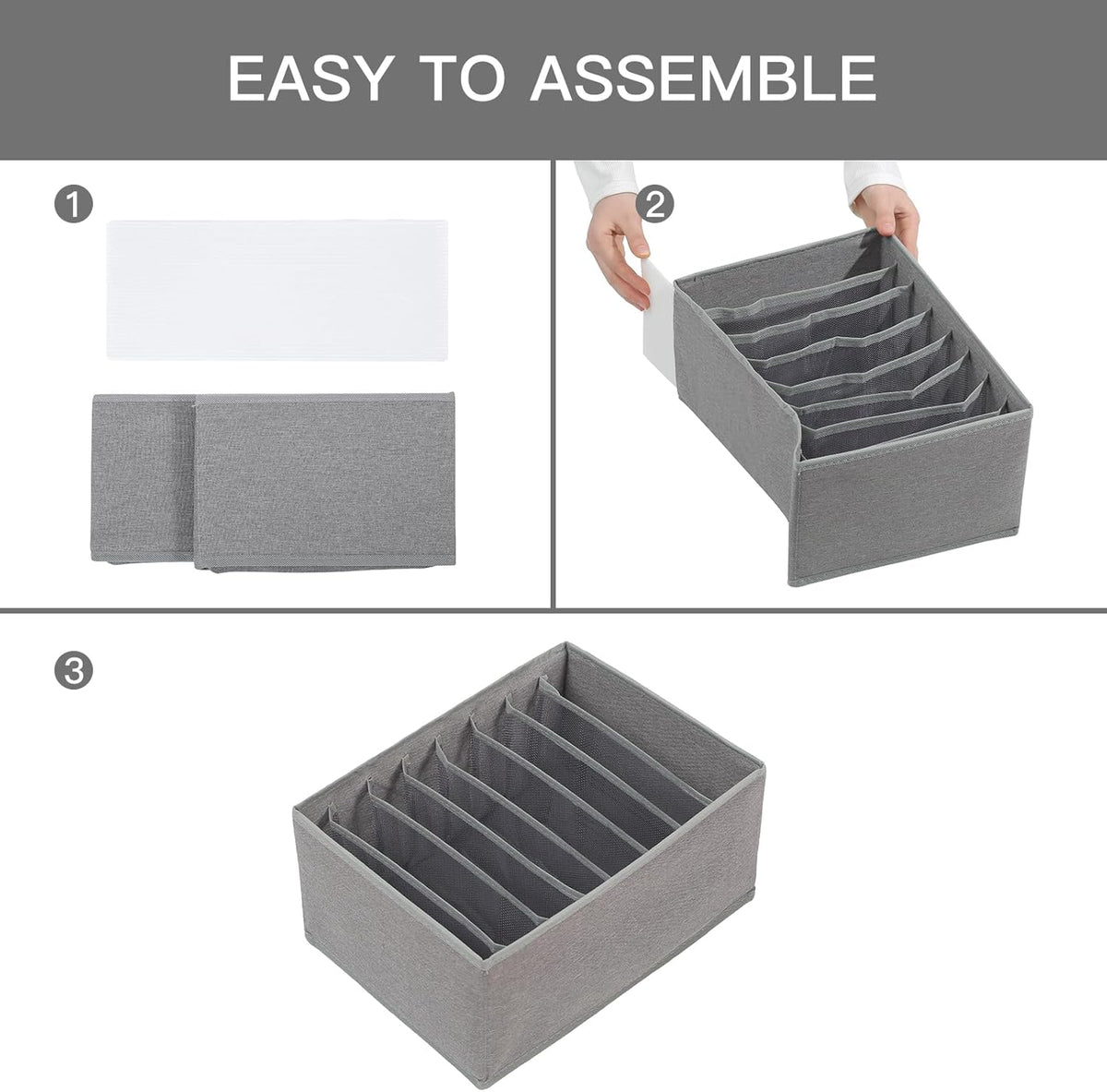 Qozary 4 Pack Drawer Organizers for Clothing, 8 Grids Foldable Closet Organizers and Storage Bins