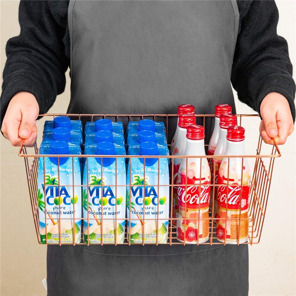 SANNO Wire Storage Basket, Farmhouse Pantre Freezer Baskets bins Metal Baskets Kitchen Storage