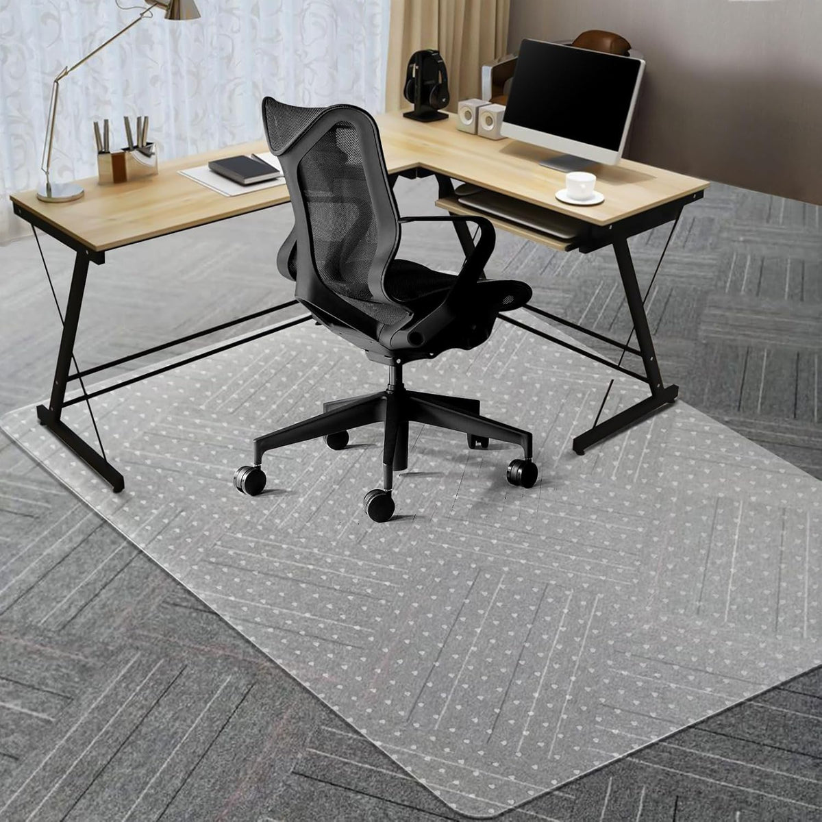 Vicwe Large Office Chair Mat for Carpeted Floors，63"X51" Rectangle Desk Chair Mats with Studs for