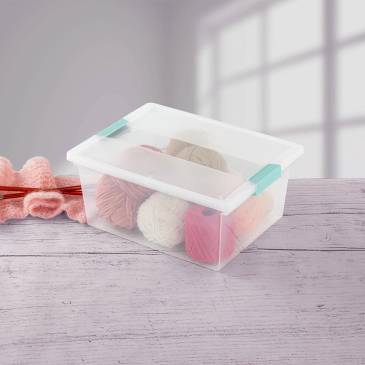 Sterilite 8-Pack Clip Box, Stackable Clear Plastic Bins with Latching Lids, Deep - Writing, Arts or