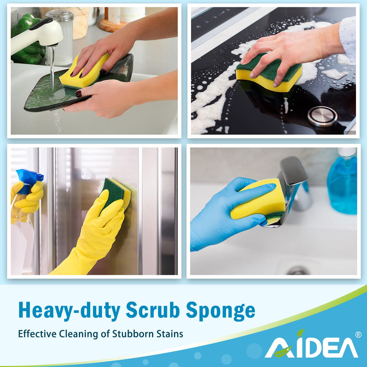 AIDEA Sponges Kitchen, 50-PK Heavy Duty Dish Sponge Kitchen, Scrub Sponges