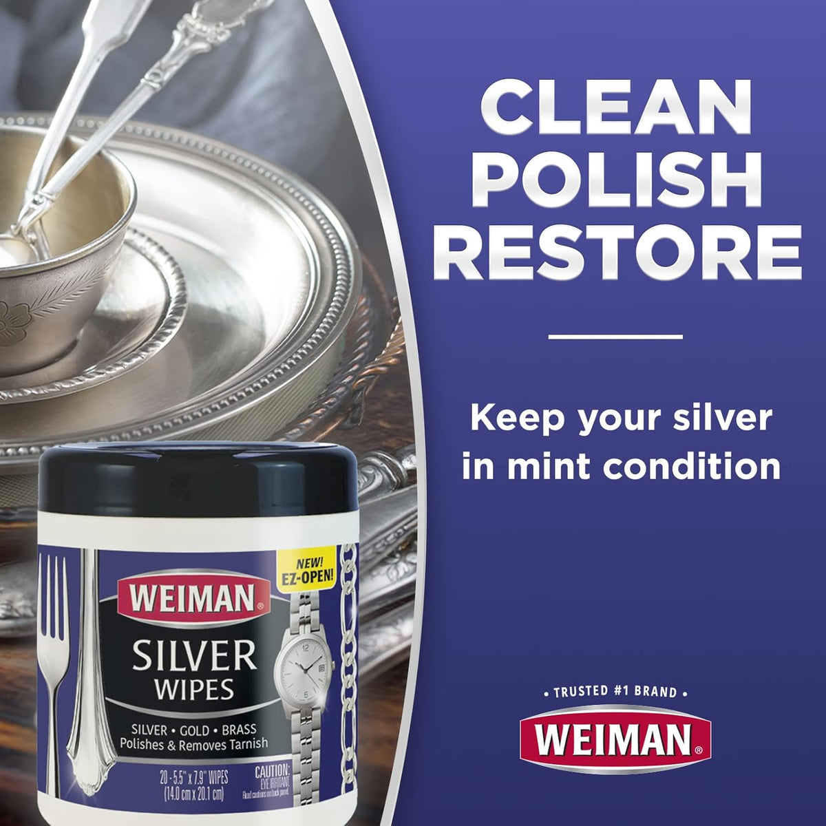 Weiman Jewelry Polish Cleaner, Tarnish Remover Wipes - 40 Count - Use on Silver Jewelry Antique