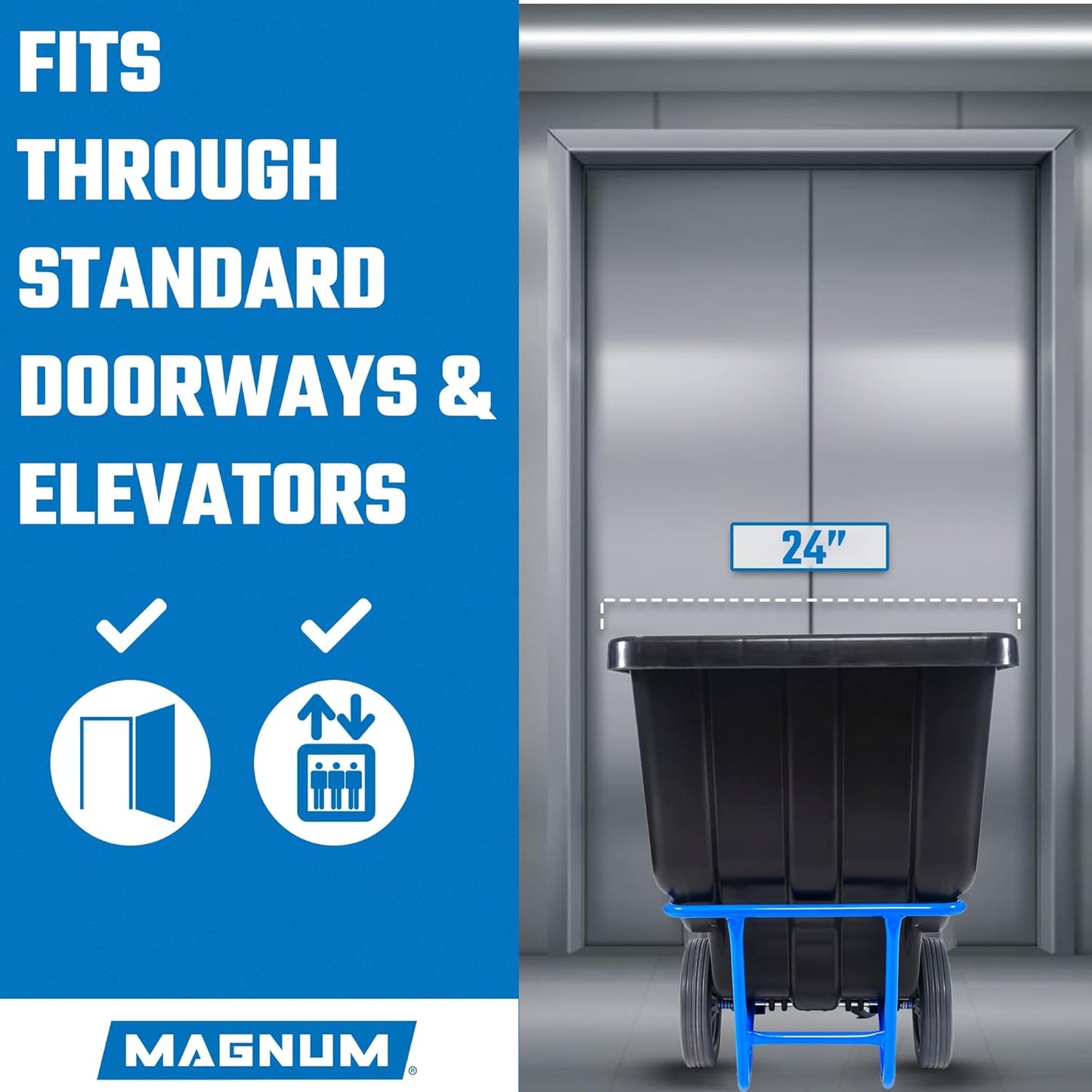 Tilt Truck, 1/2 Cu. Yd. Capacity Dump Cart with Non-Marking 12” Wheels & 5” Casters & Forklift-able